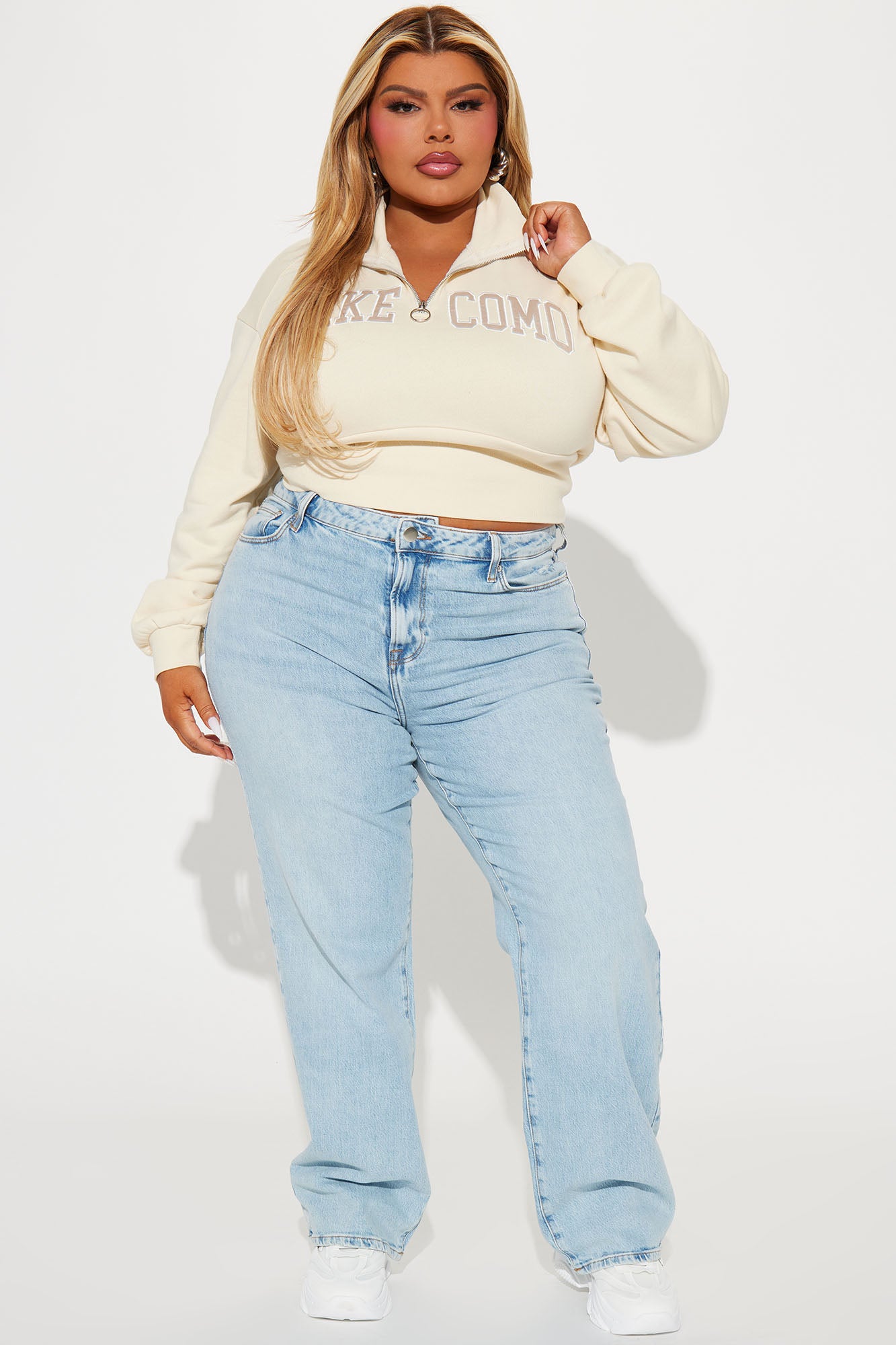 Lake Como Quarter Zip Sweatshirt - Taupe - Image 6