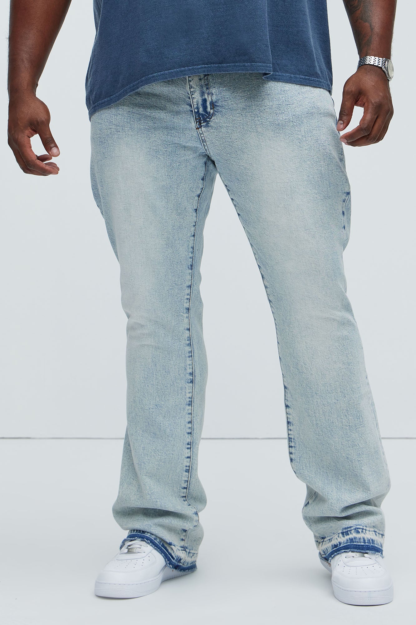 Cornell Stacked Skinny Flare Jeans - Bleach Blue Wash - Image 5