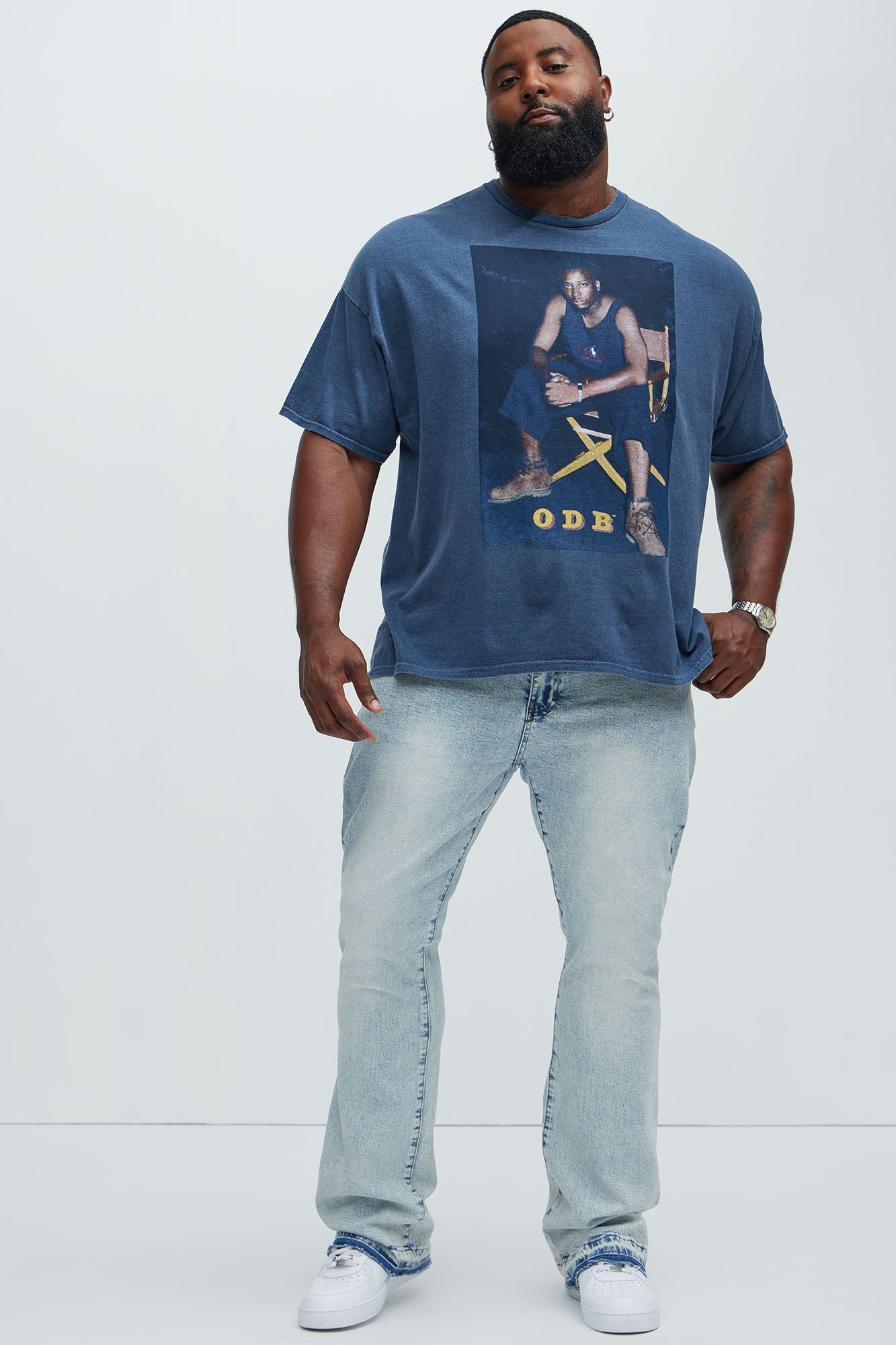 Cornell Stacked Skinny Flare Jeans - Bleach Blue Wash - Image 6
