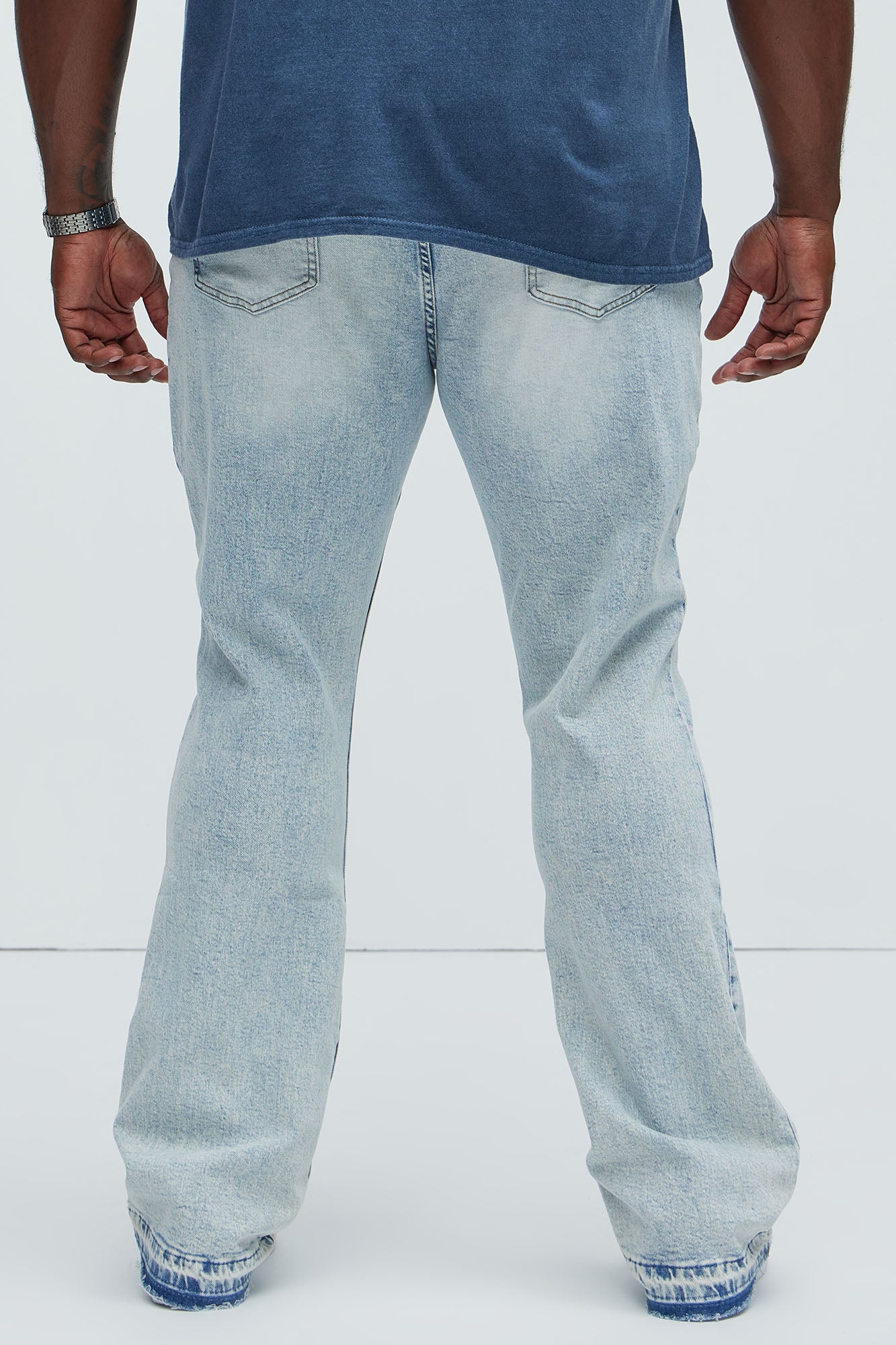 Cornell Stacked Skinny Flare Jeans - Bleach Blue Wash - Image 7