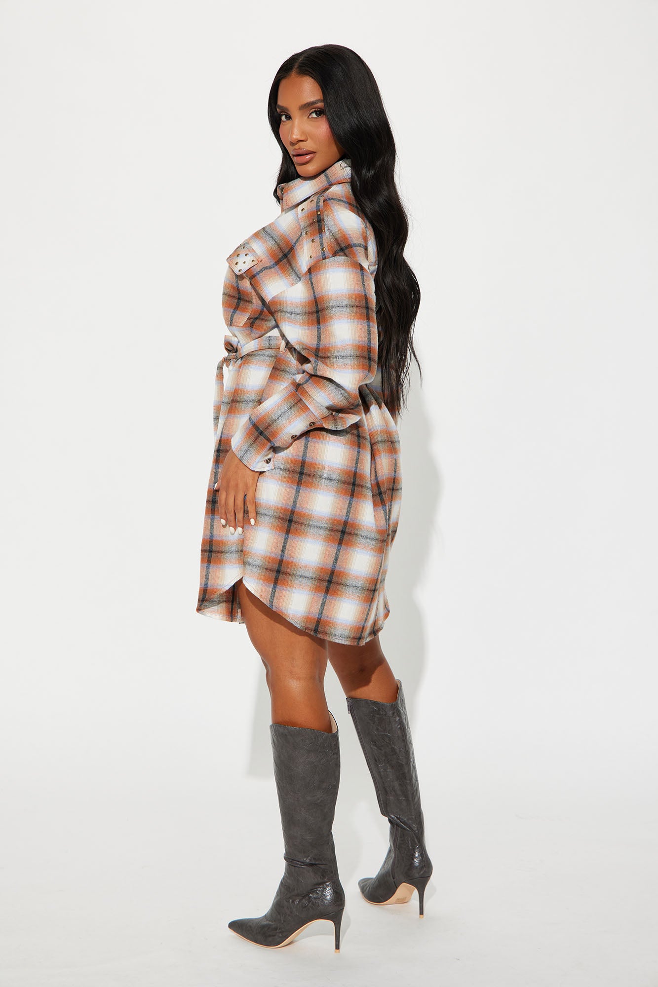 Elenora Mini Shirt Dress - Red/combo - Image 4