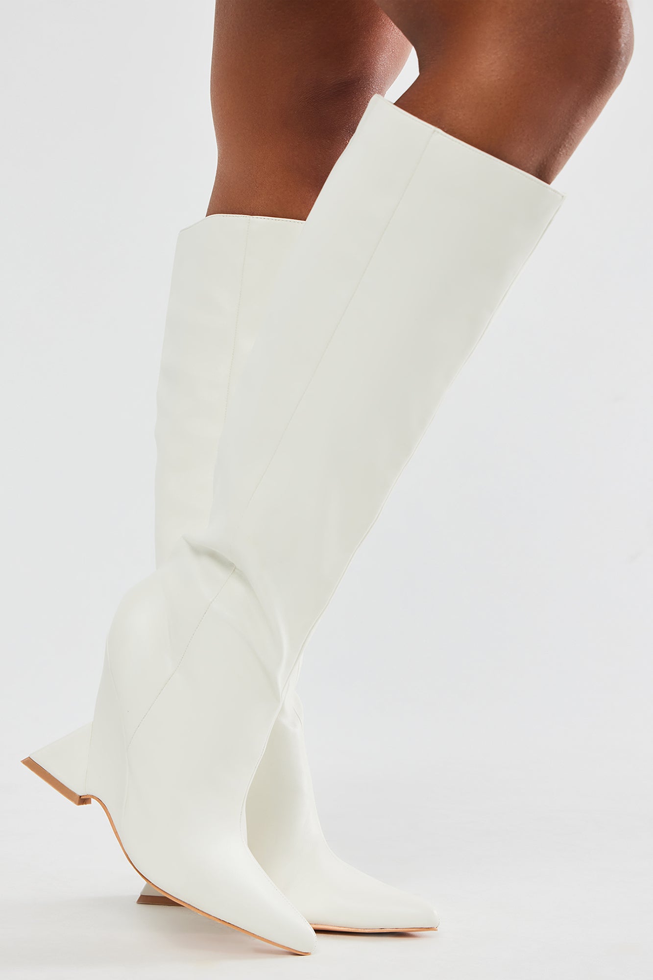 Claire Knee High Boots - Cream - Image 4