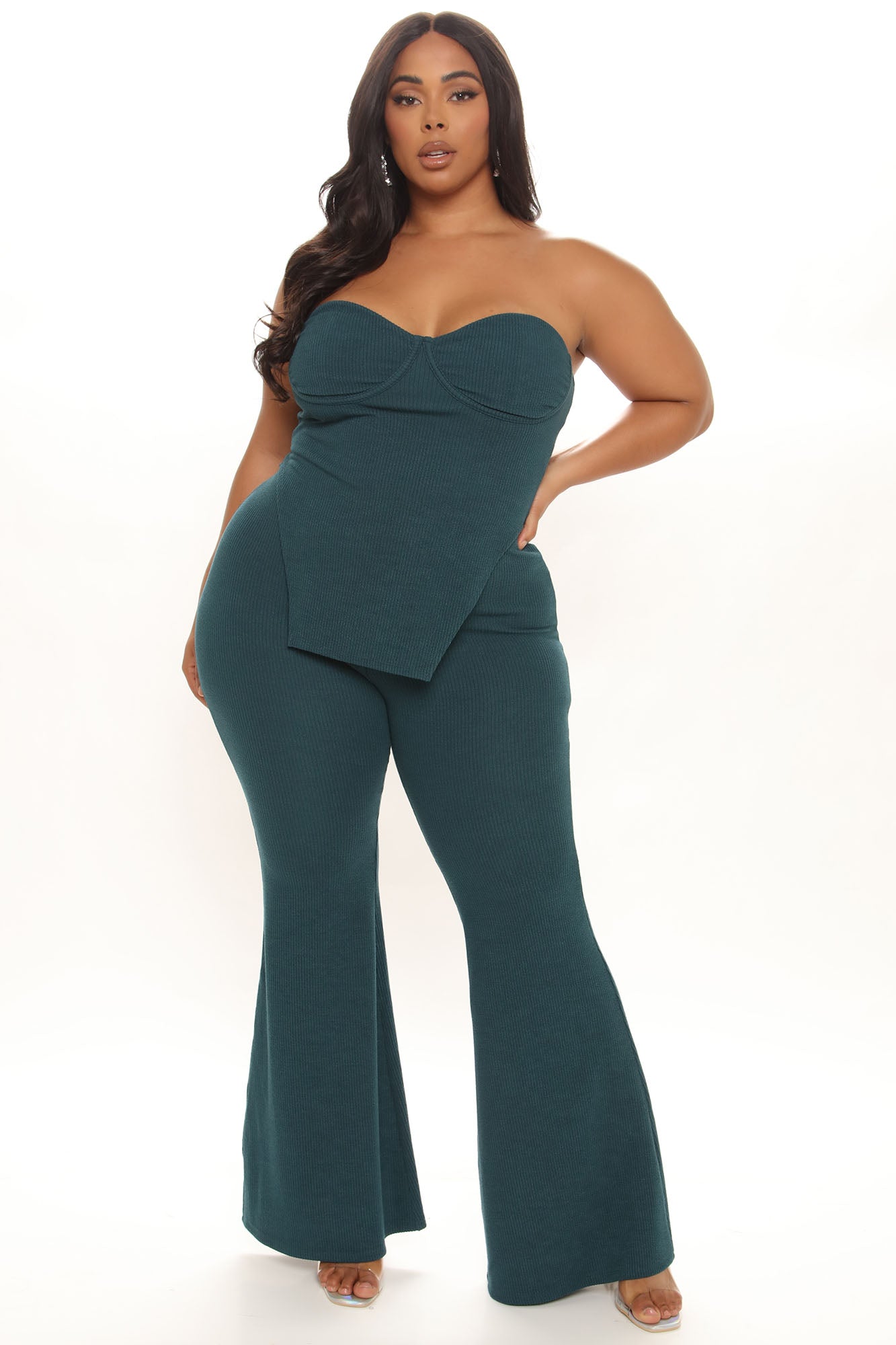 Call My Name Ribbed Pant Set - Hunter - Image 8