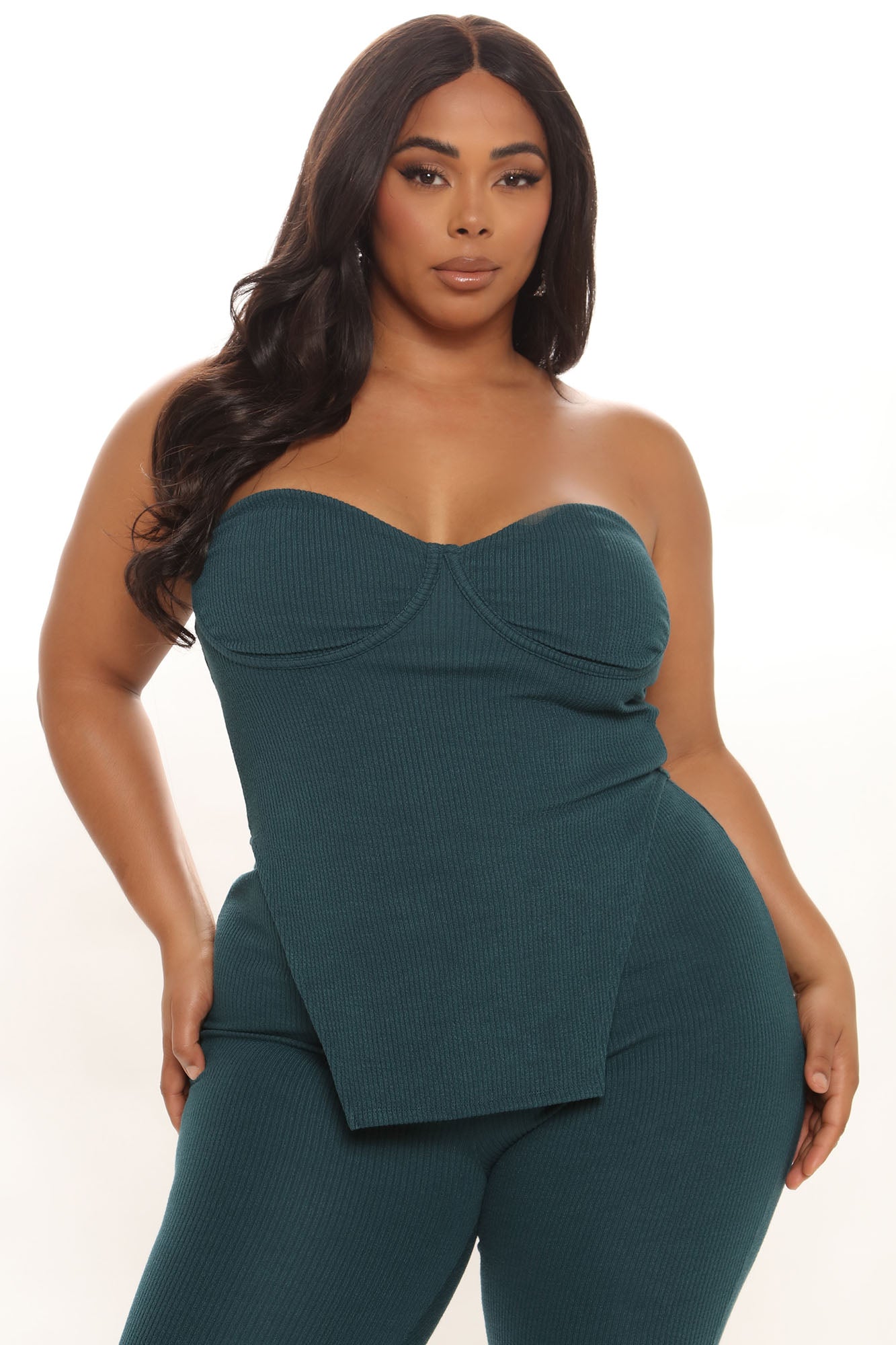 Call My Name Ribbed Pant Set - Hunter - Image 9