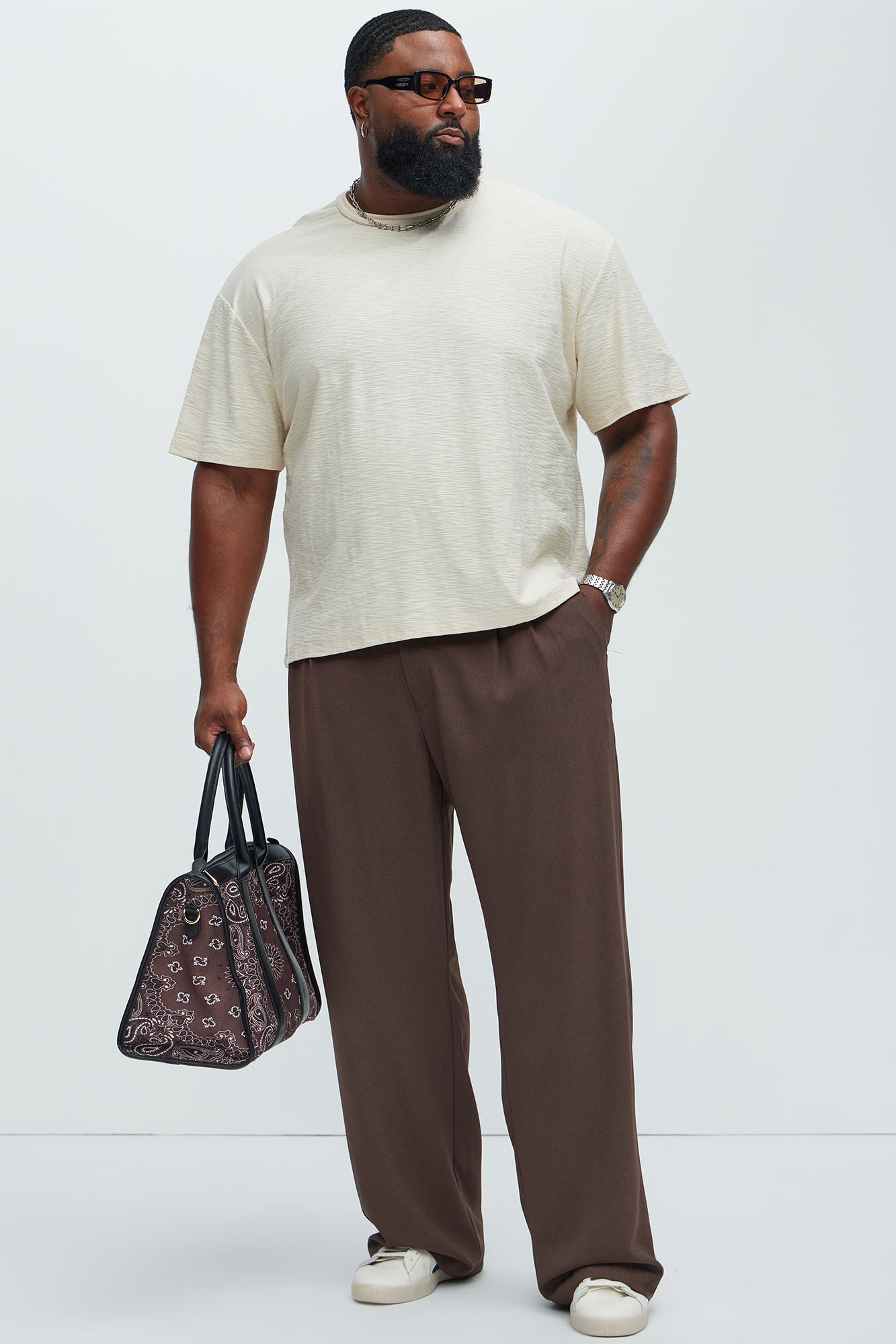 Asher Slub Texture Short Sleeve Tee - Oatmeal - Image 6