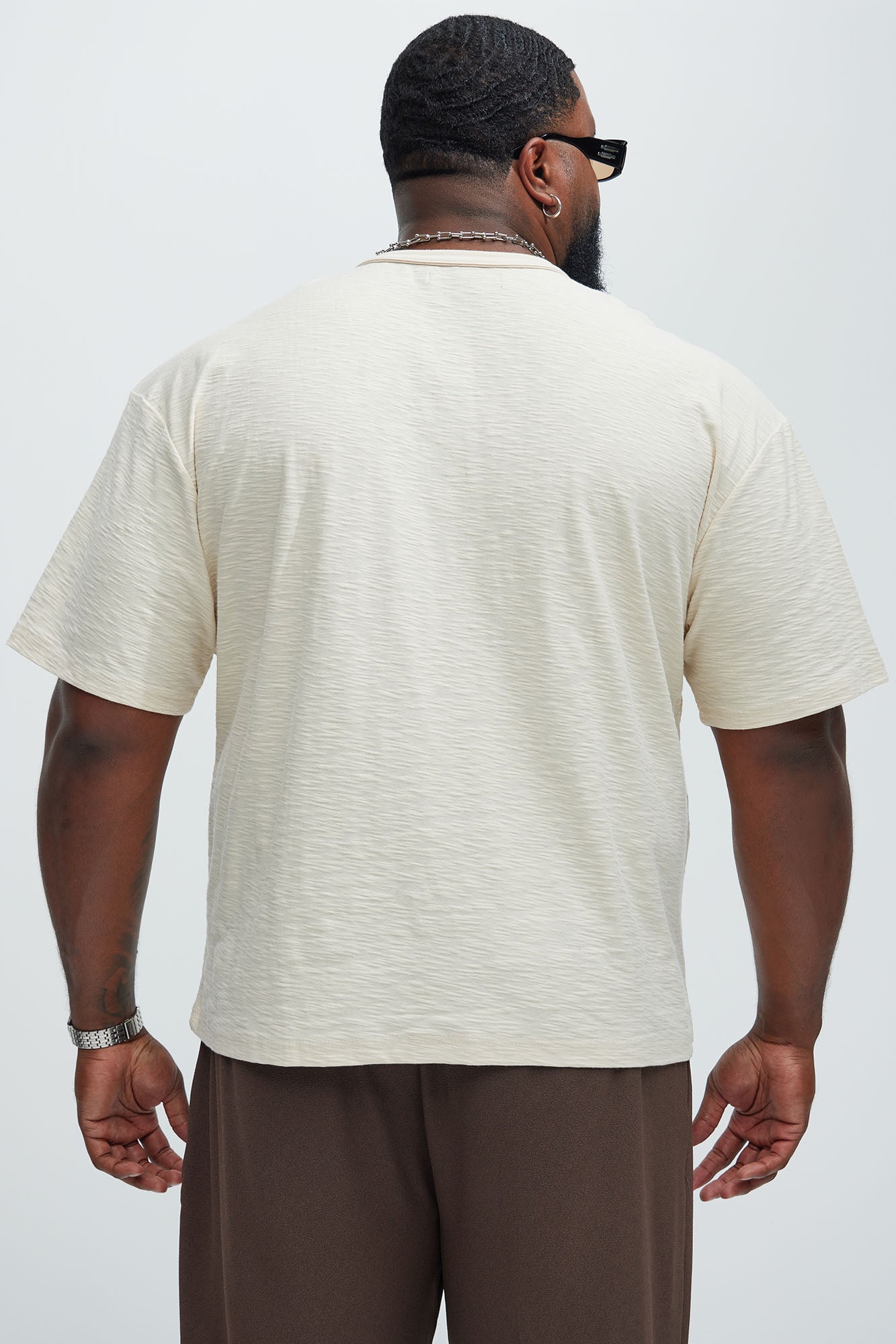 Asher Slub Texture Short Sleeve Tee - Oatmeal - Image 8