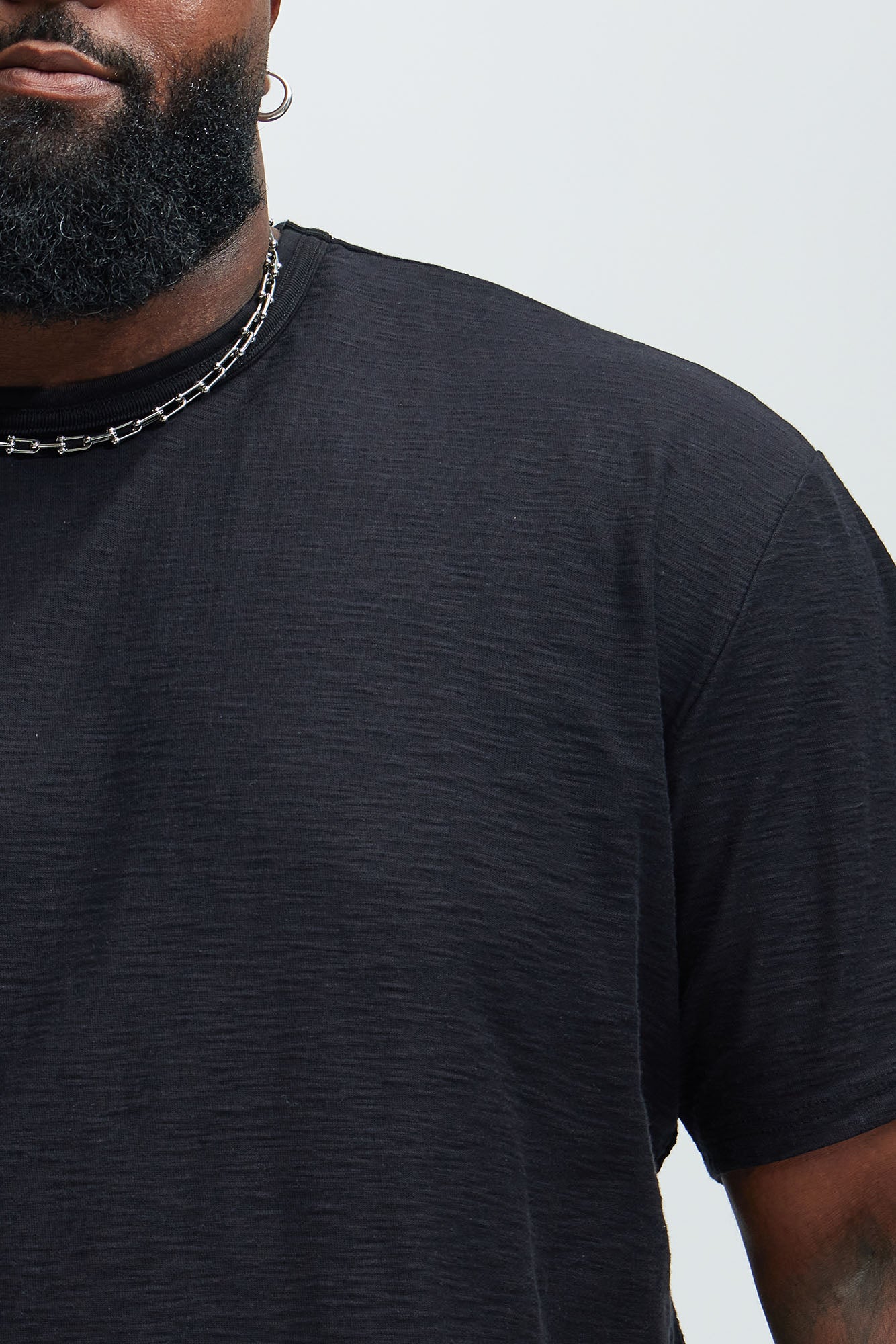 Asher Slub Texture Short Sleeve Tee - Black - Image 7