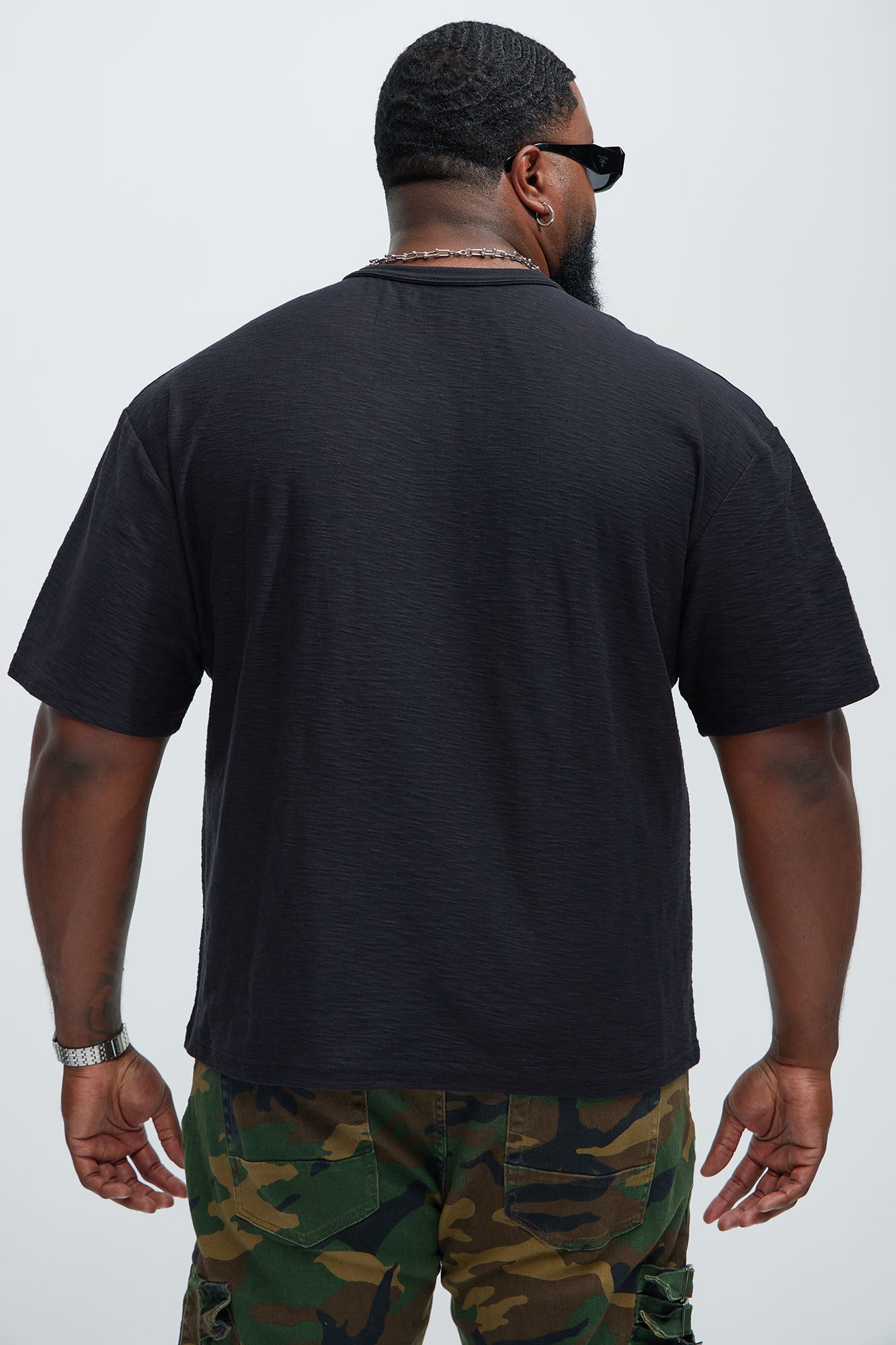 Asher Slub Texture Short Sleeve Tee - Black - Image 8