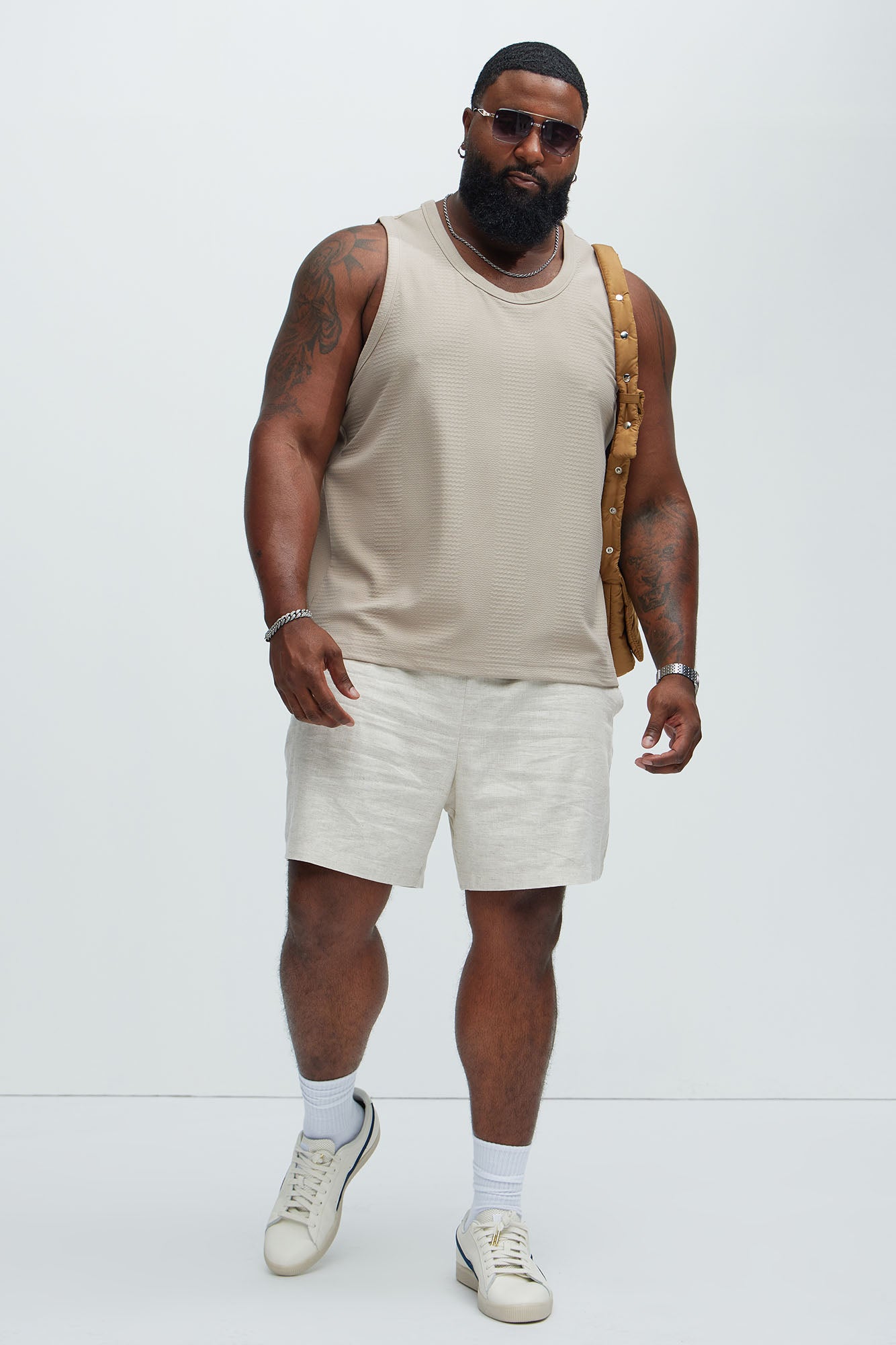 Angelo Textured Tank - Taupe - Image 6