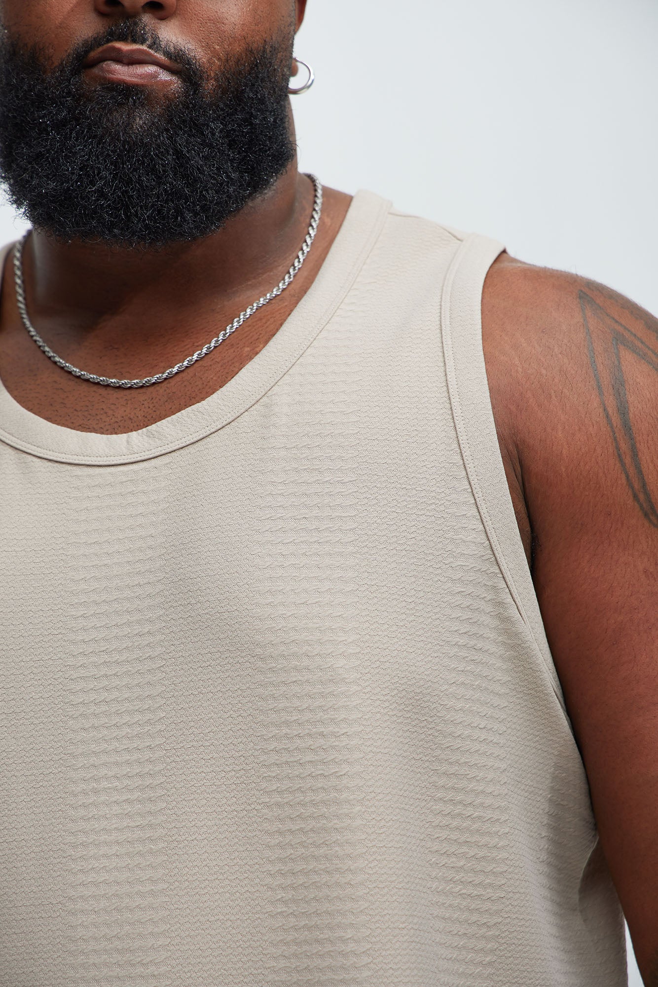Angelo Textured Tank - Taupe - Image 7
