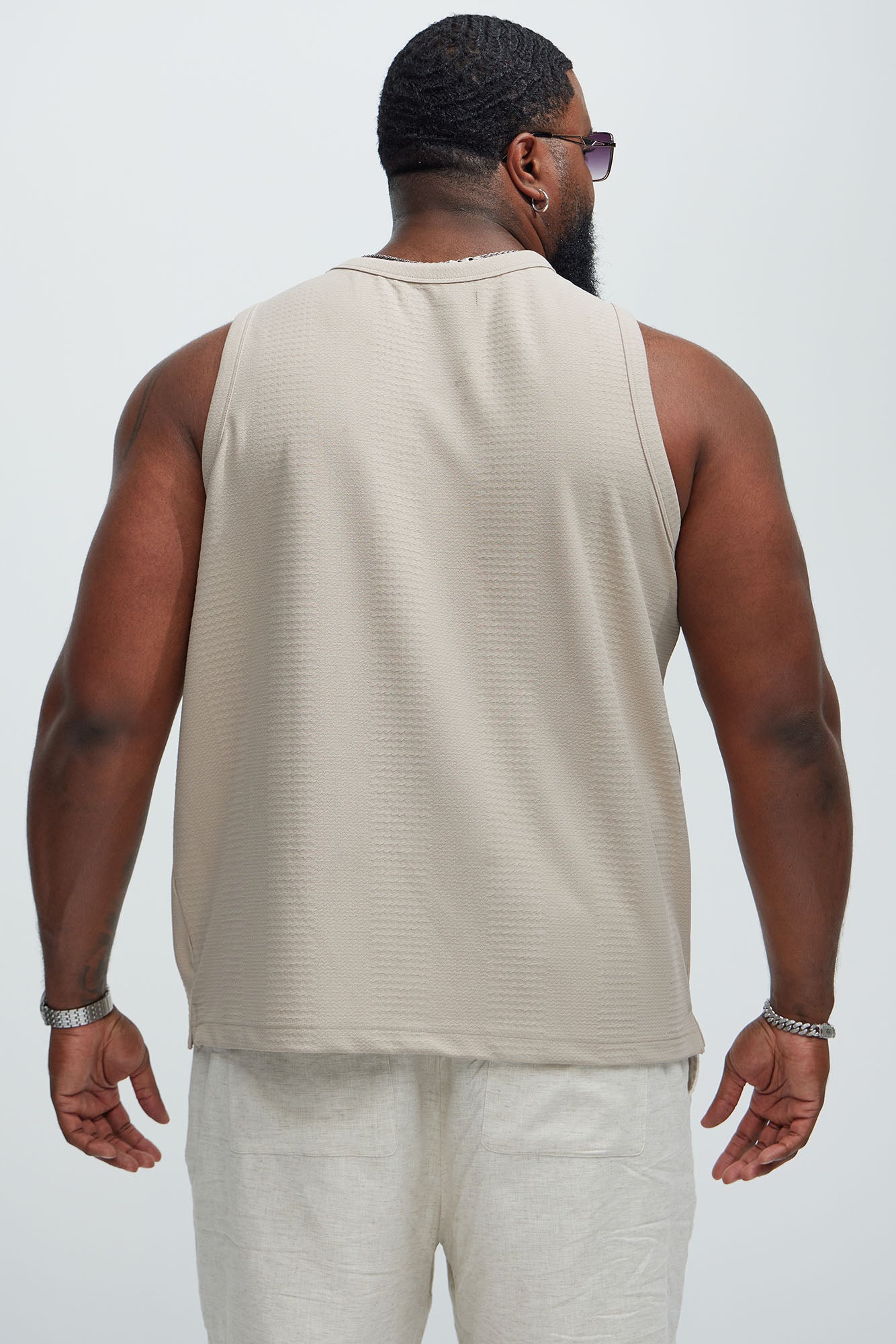 Angelo Textured Tank - Taupe - Image 8
