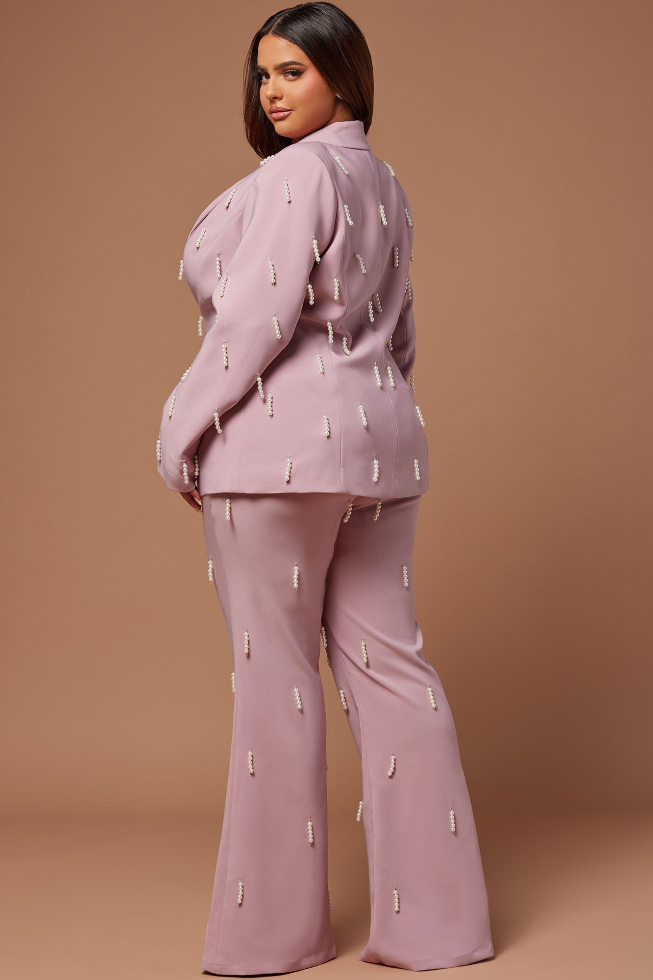 Bella Embellished Blazer - Mauve - Image 8