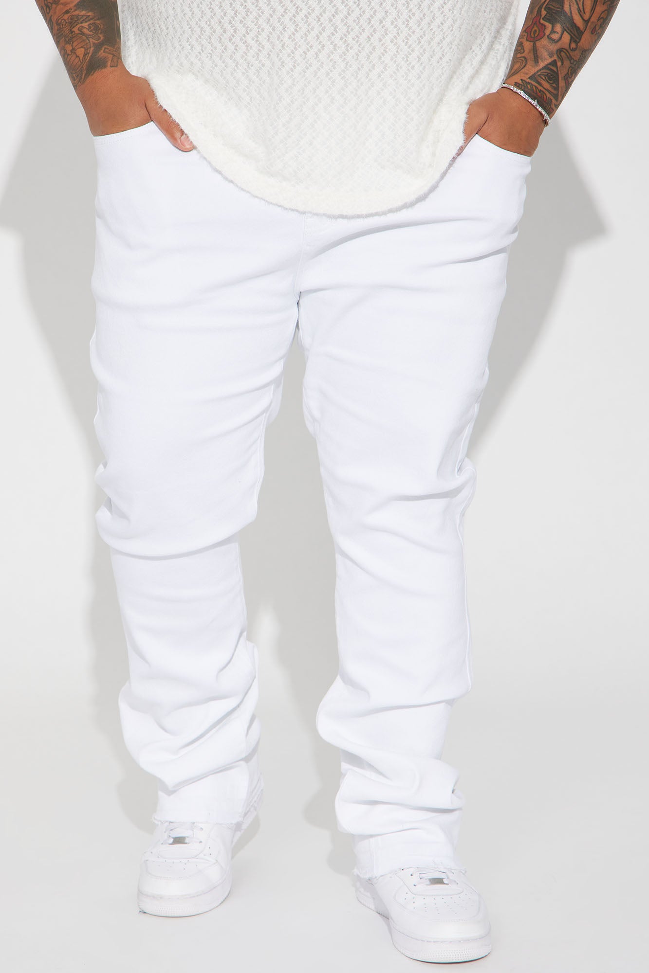 Cornell Stacked Skinny Flare Jeans - White - Image 5