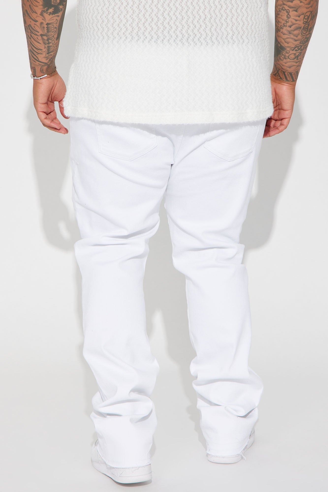 Cornell Stacked Skinny Flare Jeans - White - Image 7