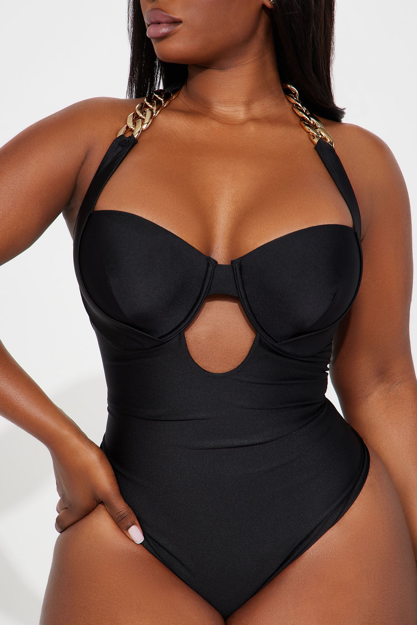 Visalia Underwire Chain 1 Piece Swimsuit - Black - Image 5