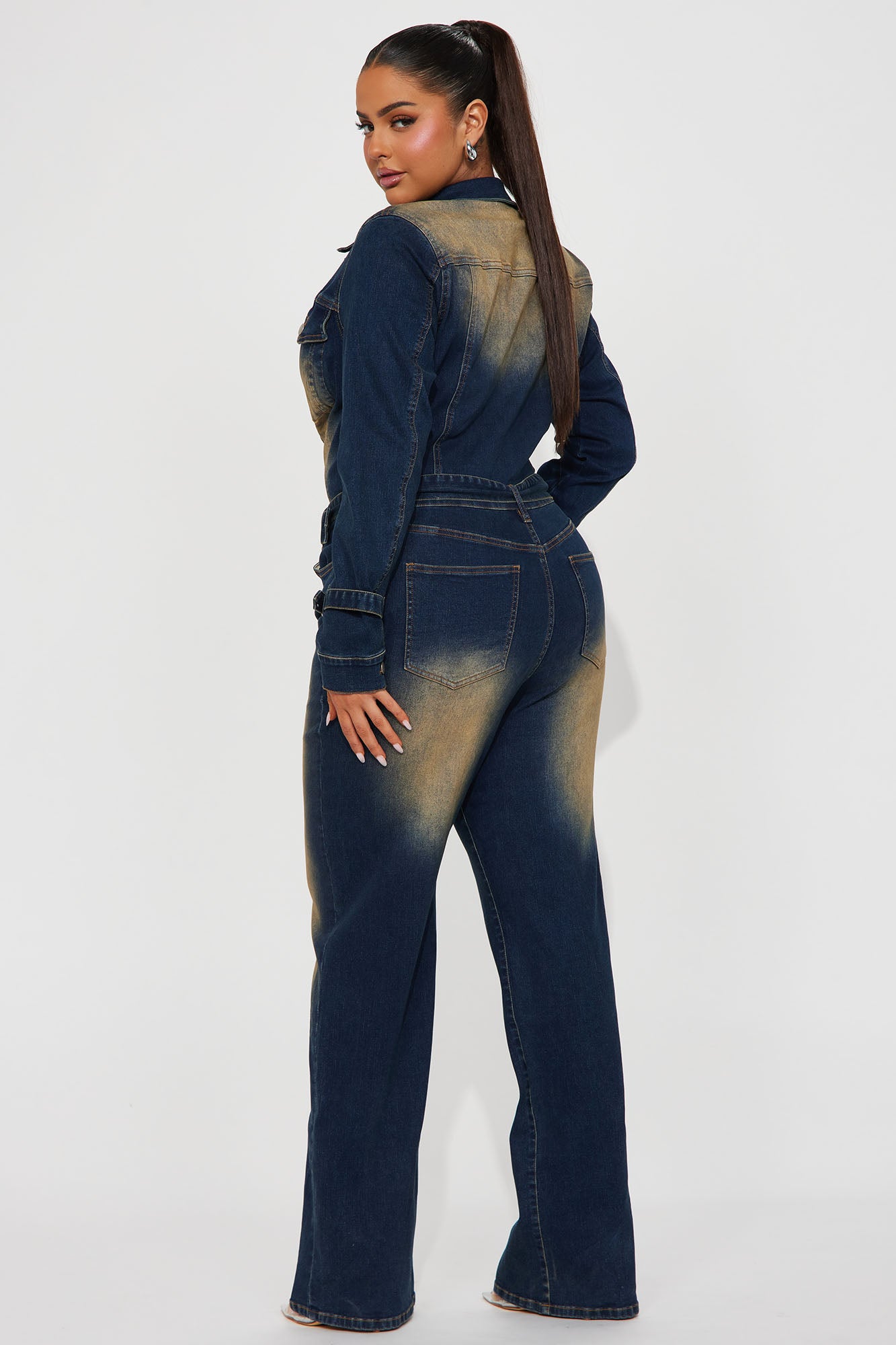 Buckle Up Buttercup Denim Jumpsuit - Dark Wash - Image 8