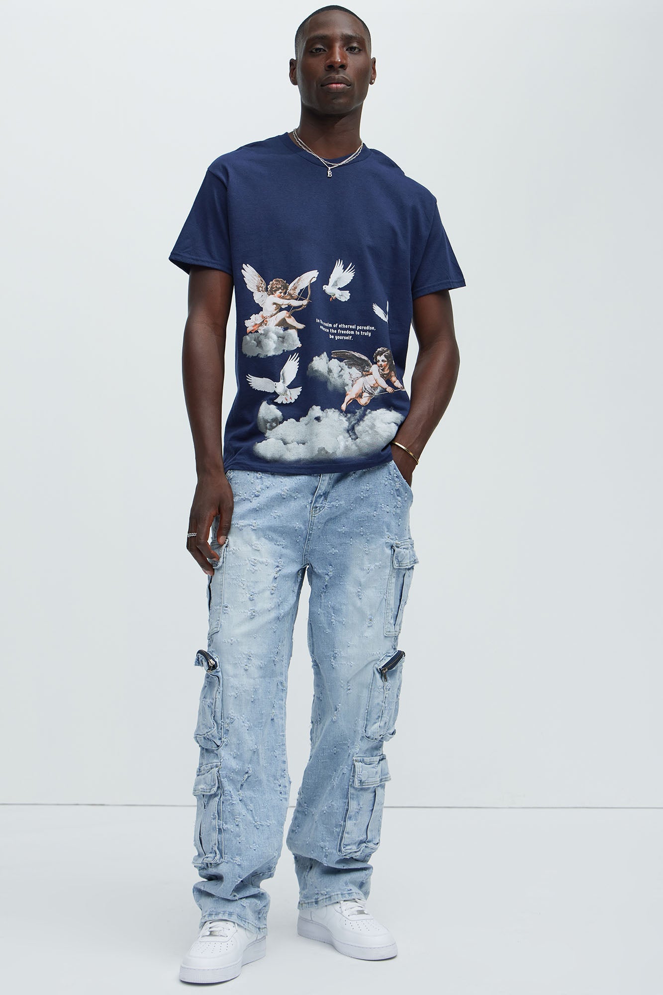 Angels In The Sky Short Sleeve Tee - Navy - Image 3
