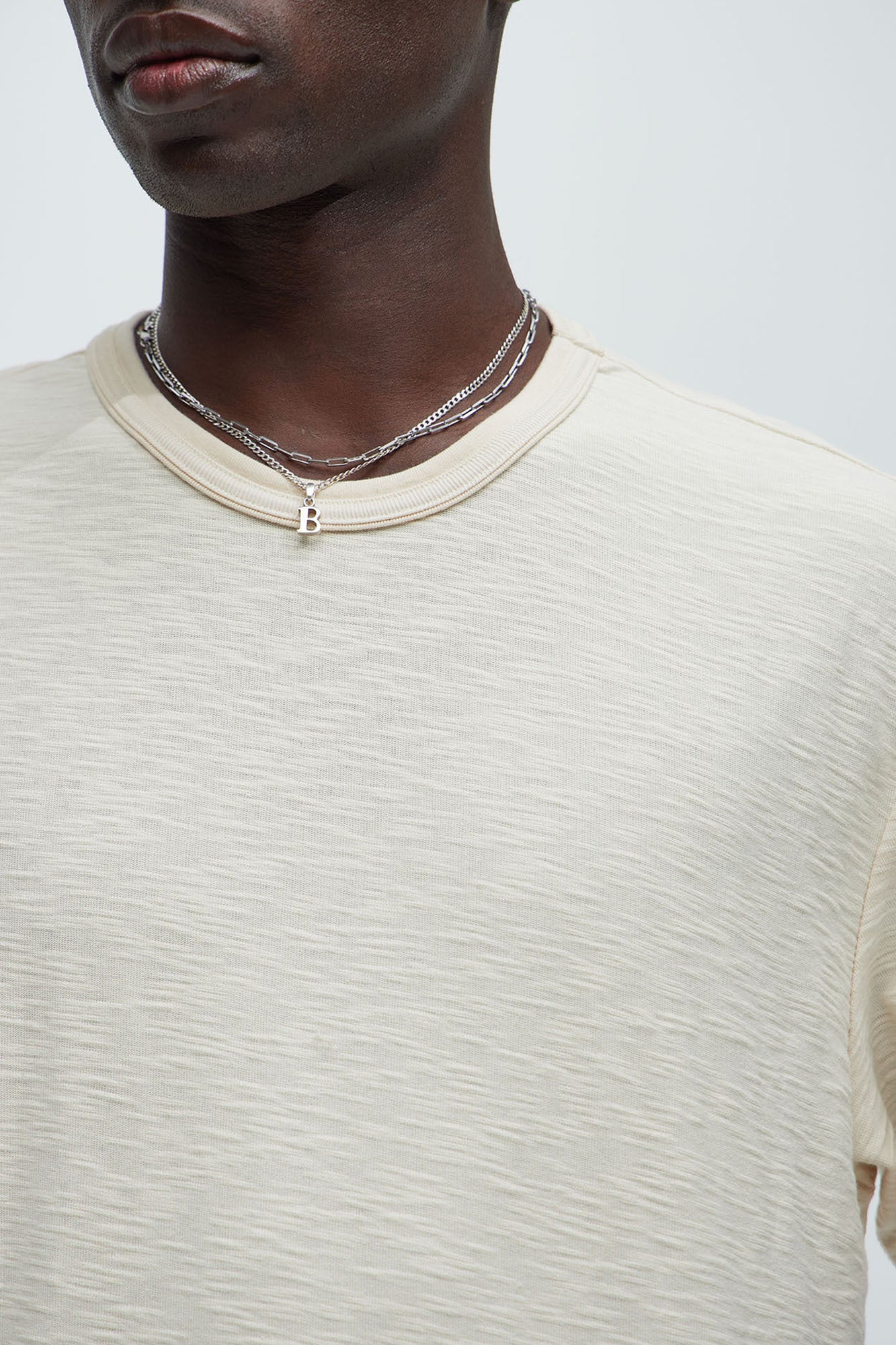 Asher Slub Texture Short Sleeve Tee - Oatmeal - Image 3