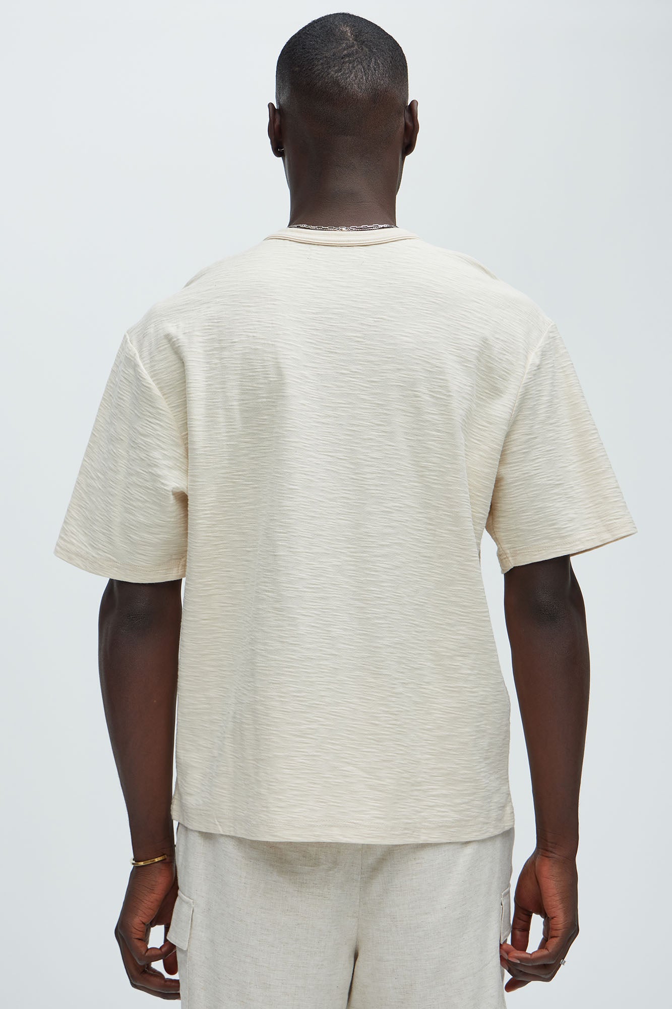 Asher Slub Texture Short Sleeve Tee - Oatmeal - Image 4
