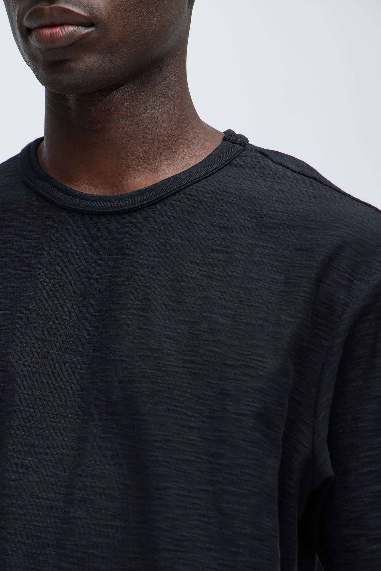 Asher Slub Texture Short Sleeve Tee - Black - Image 3