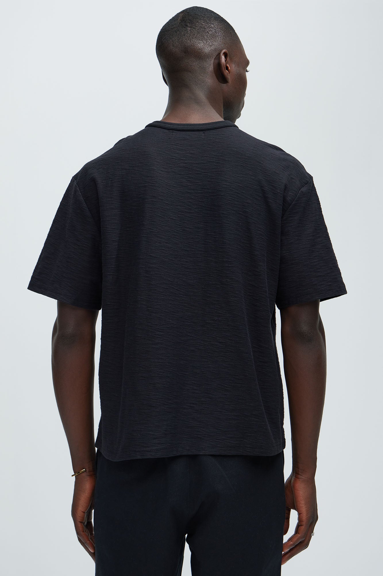 Asher Slub Texture Short Sleeve Tee - Black - Image 4
