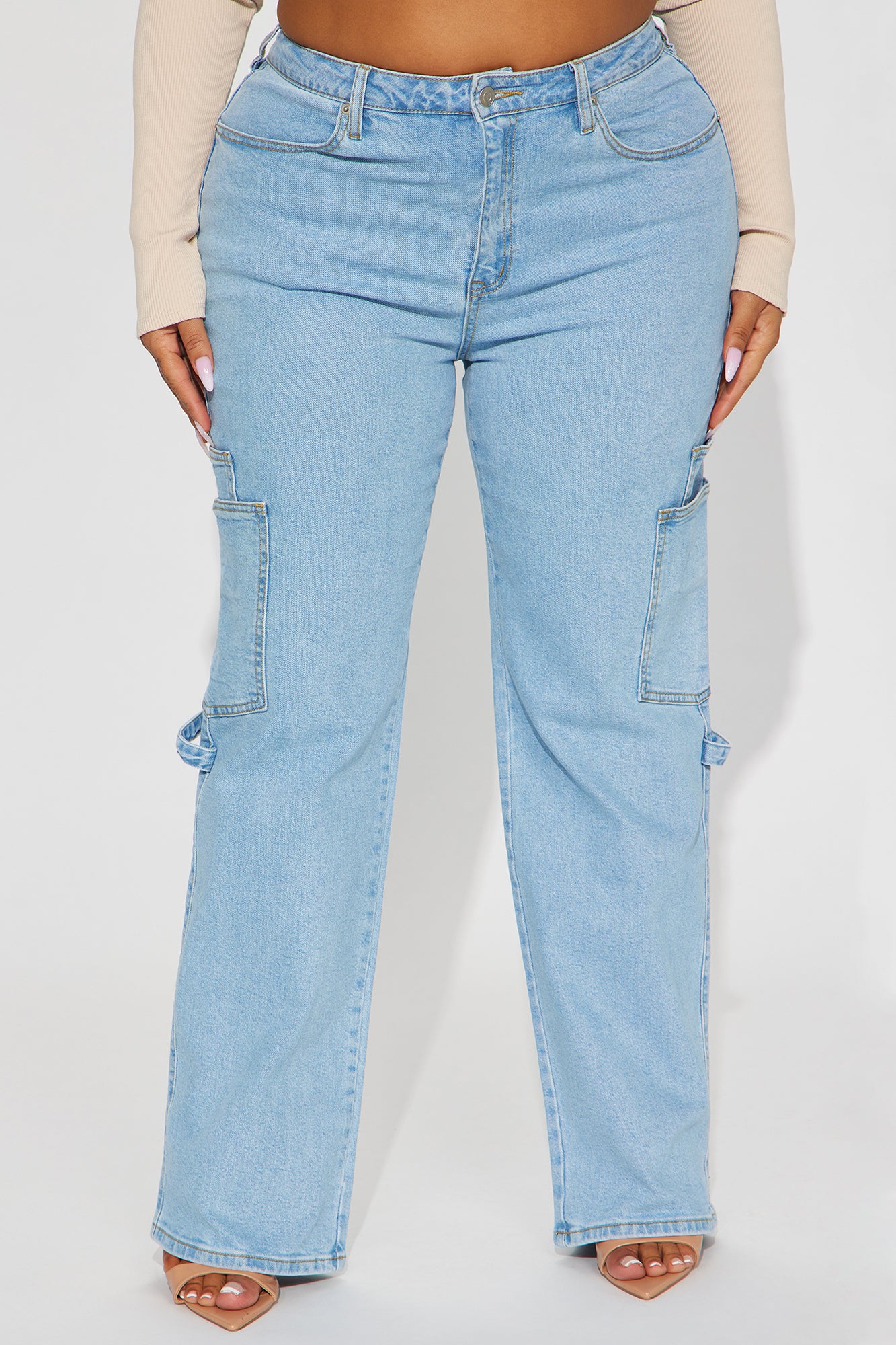 Step By Step Utility Straight Leg Jeans - Light Wash - Image 6
