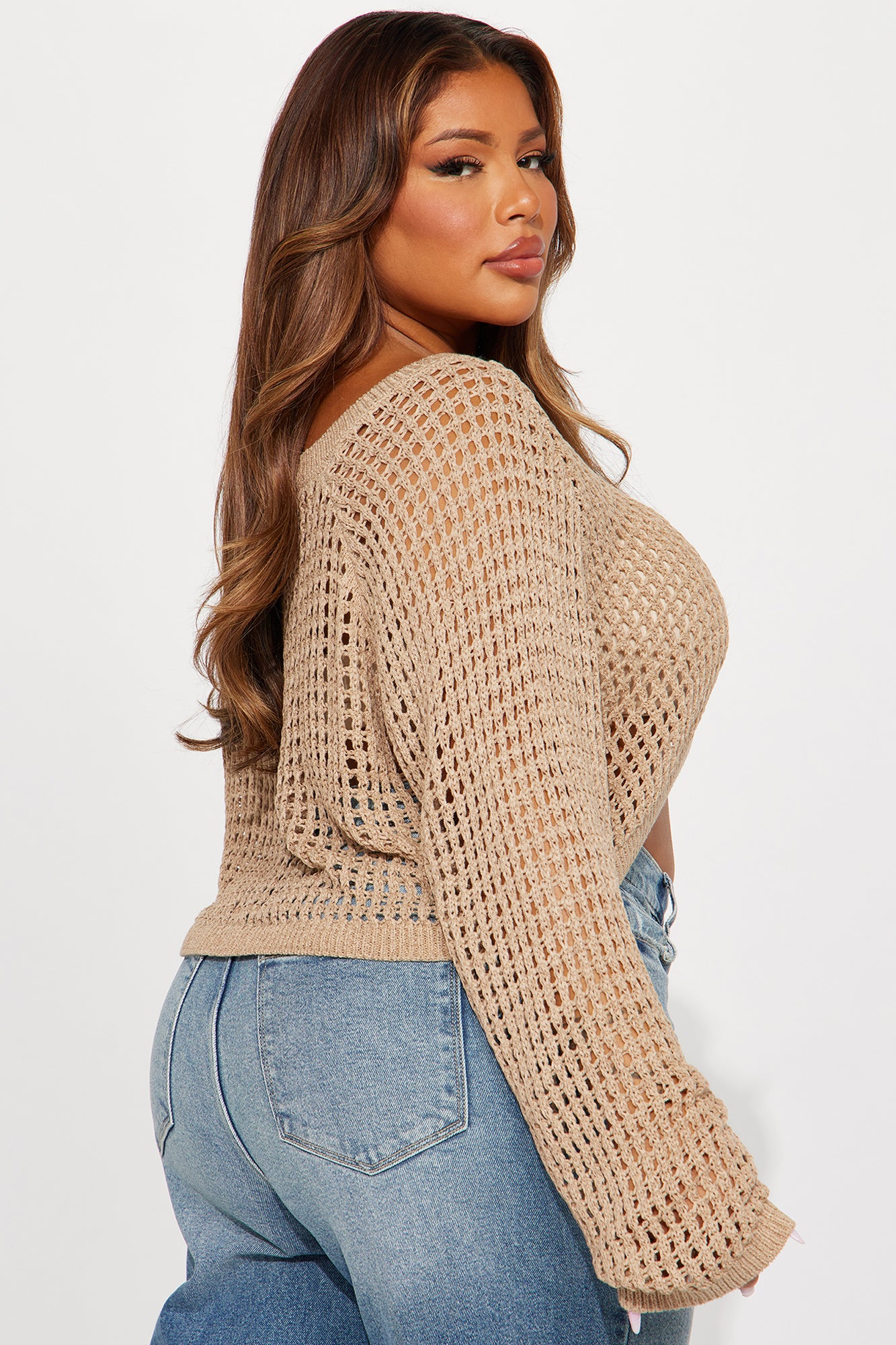 Parle Crochet Sweater Top - Taupe - Image 6