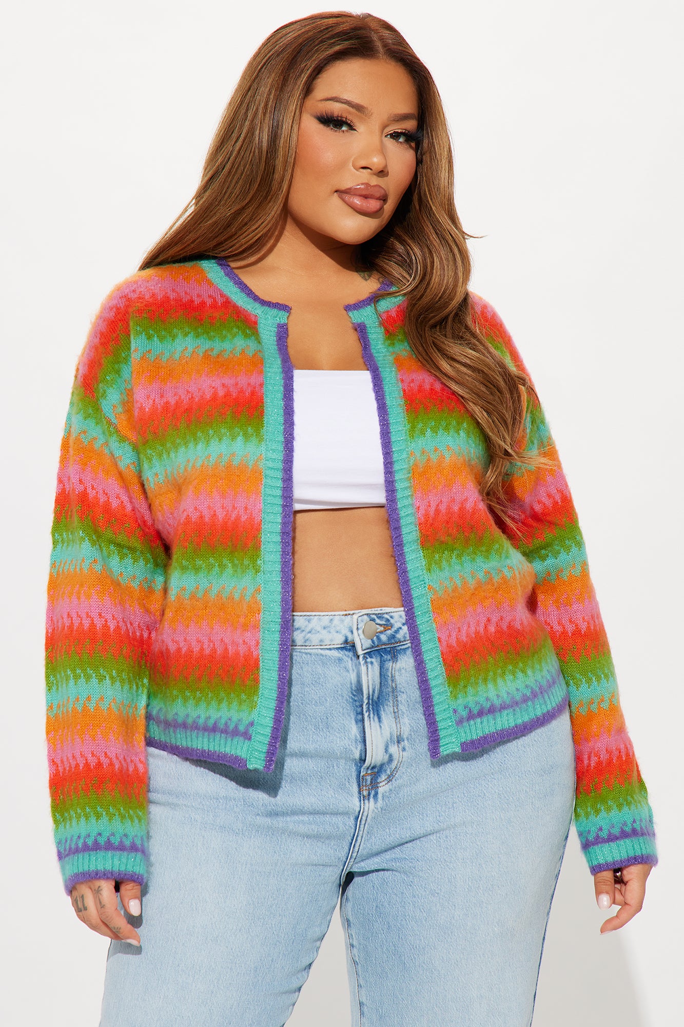 Bright Side Striped Cardigan - Multi Color - Image 4