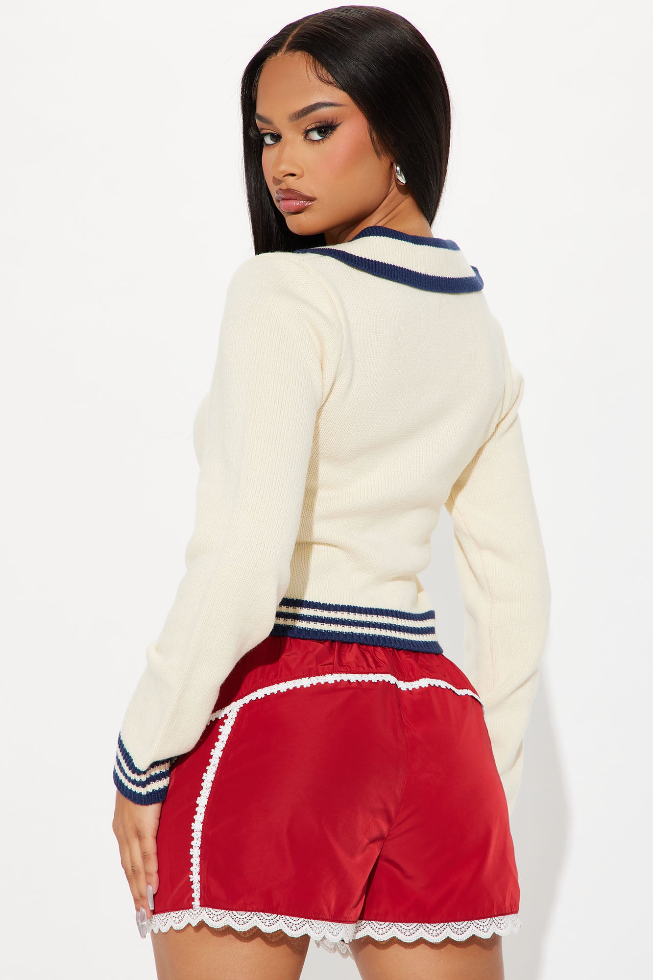 09 Varsity Polo Sweater - Ivory/combo - Image 3