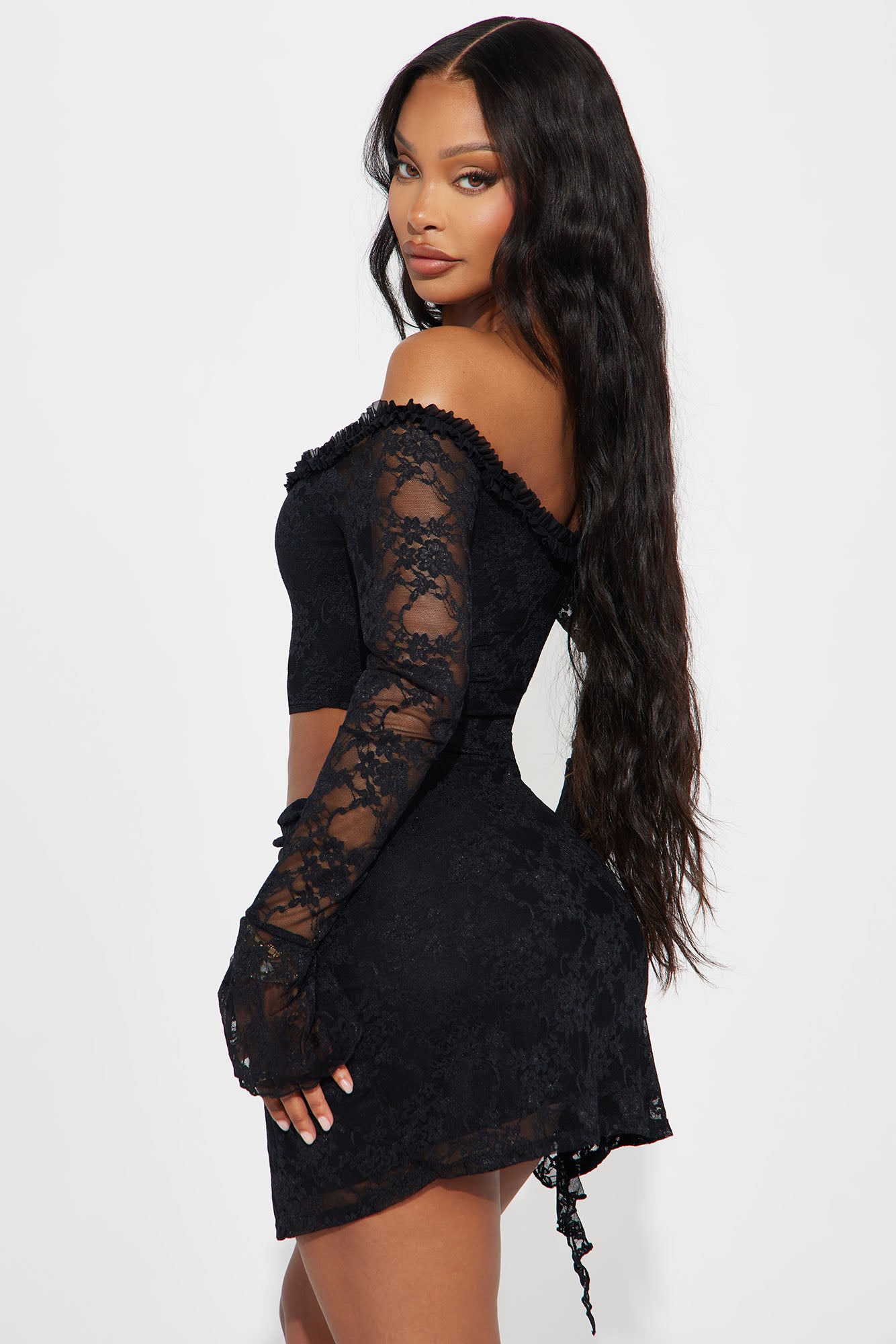 One Of One Lace Mini Dress - Black - Image 3