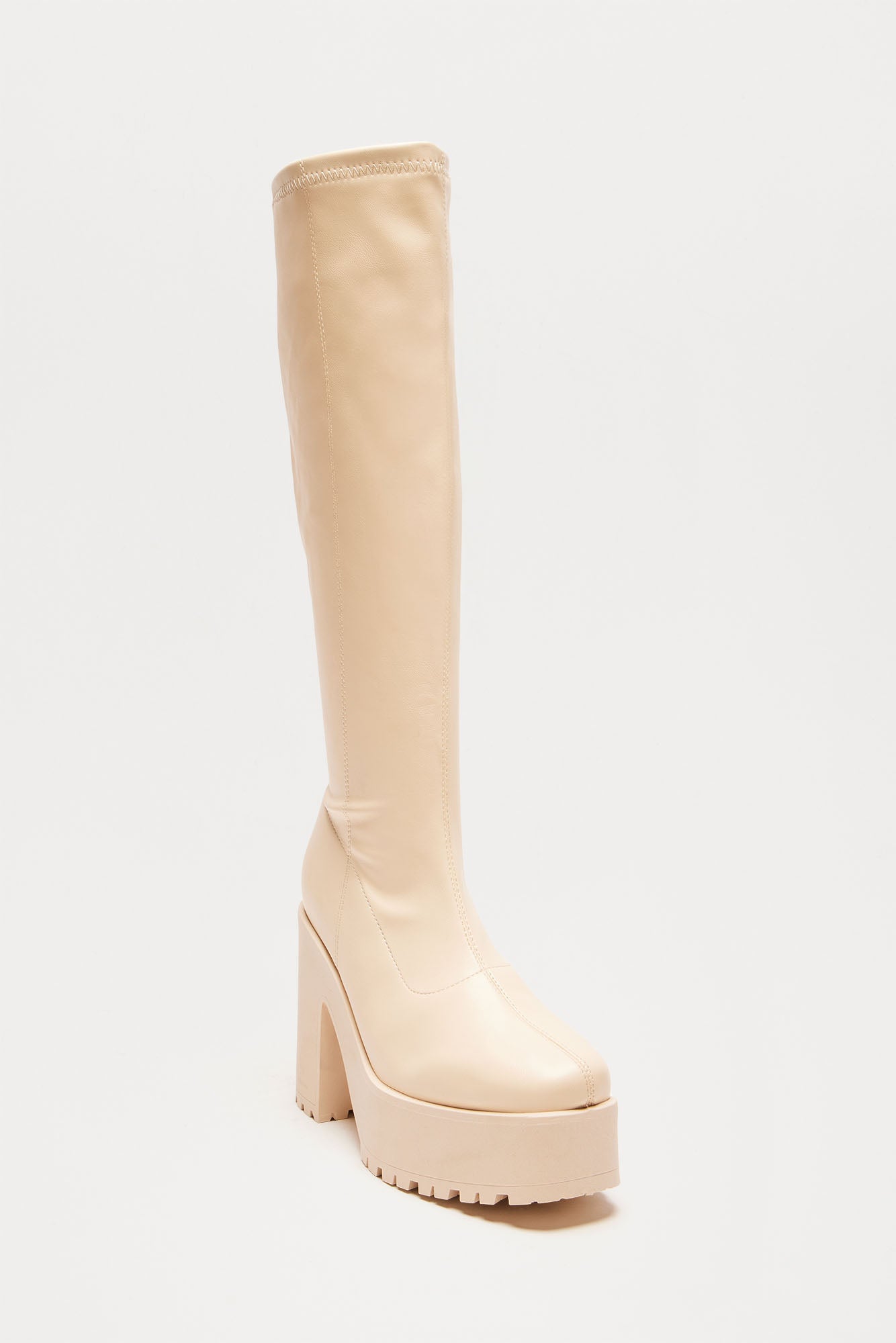 When I'm With You Knee High Heeled Boots - Ivory - Image 3
