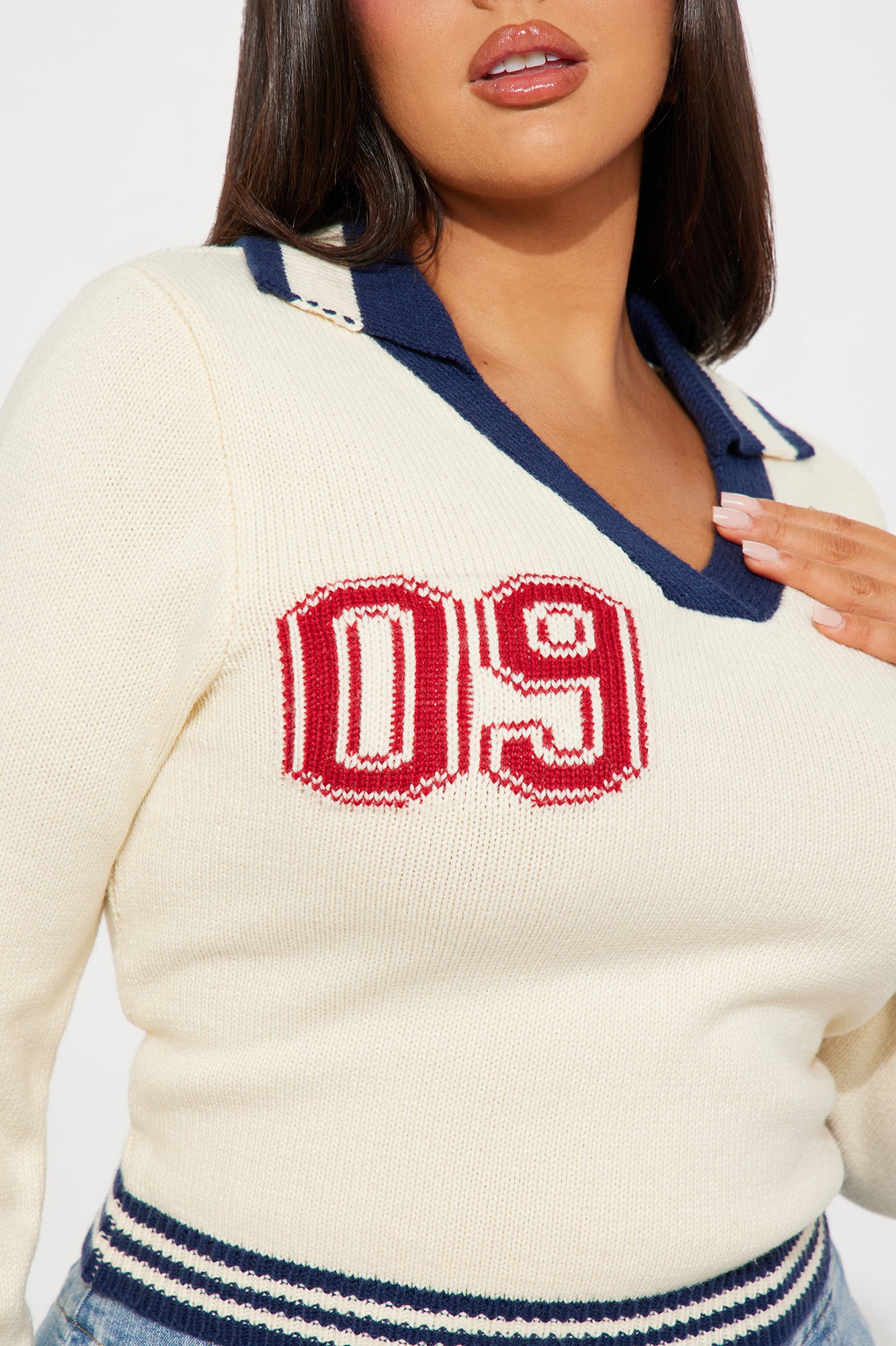 09 Varsity Polo Sweater - Ivory/combo - Image 6