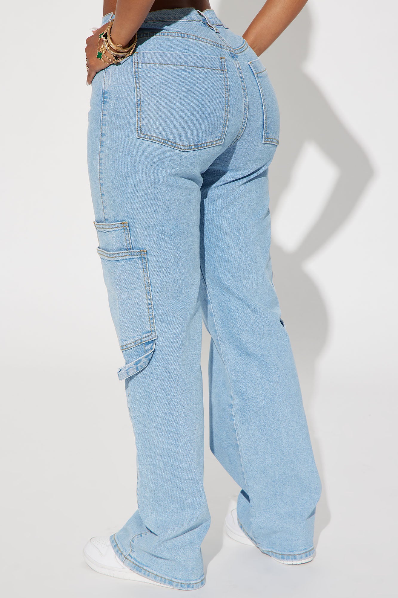 Step By Step Utility Straight Leg Jeans - Light Wash - Image 3