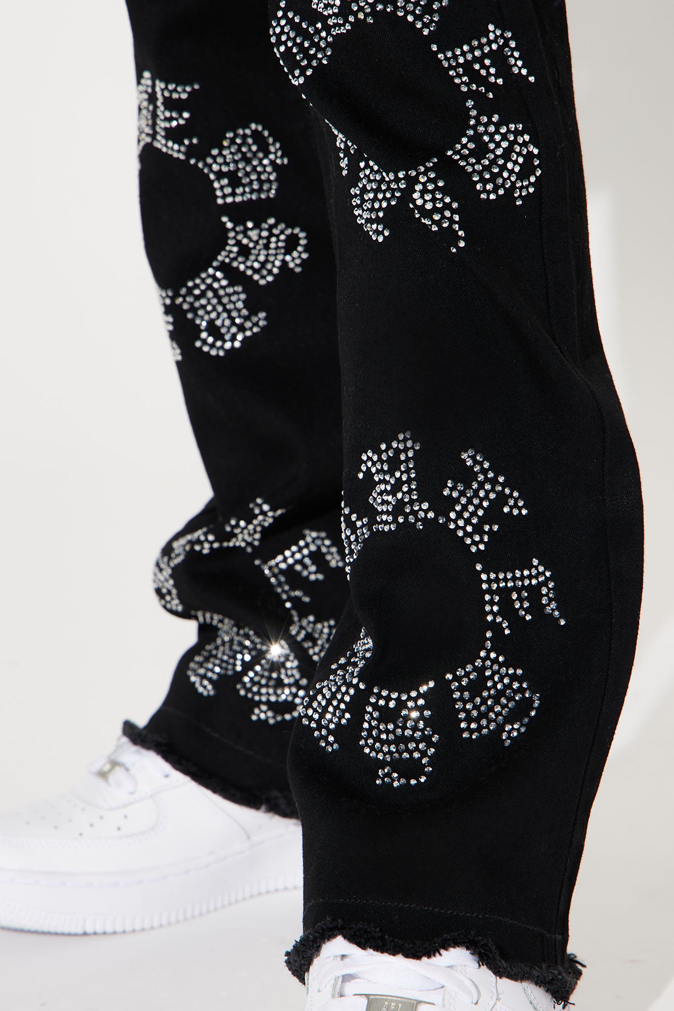 Mini Bling My Line Stacked Skinny Flare Pants - Black/Silver - Image 3