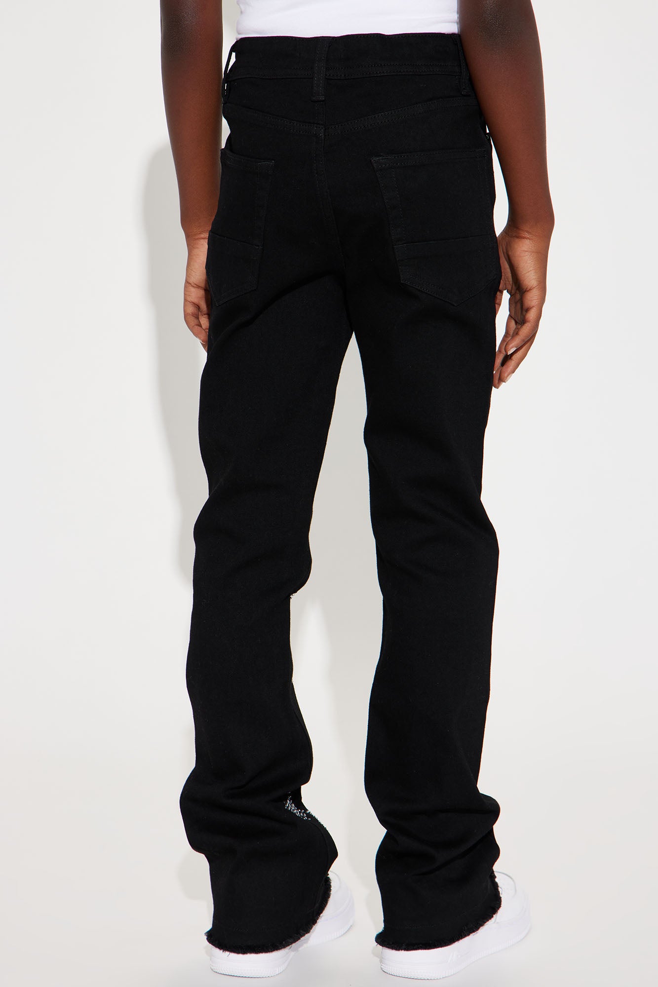 Mini Bling My Line Stacked Skinny Flare Pants - Black/Silver - Image 5