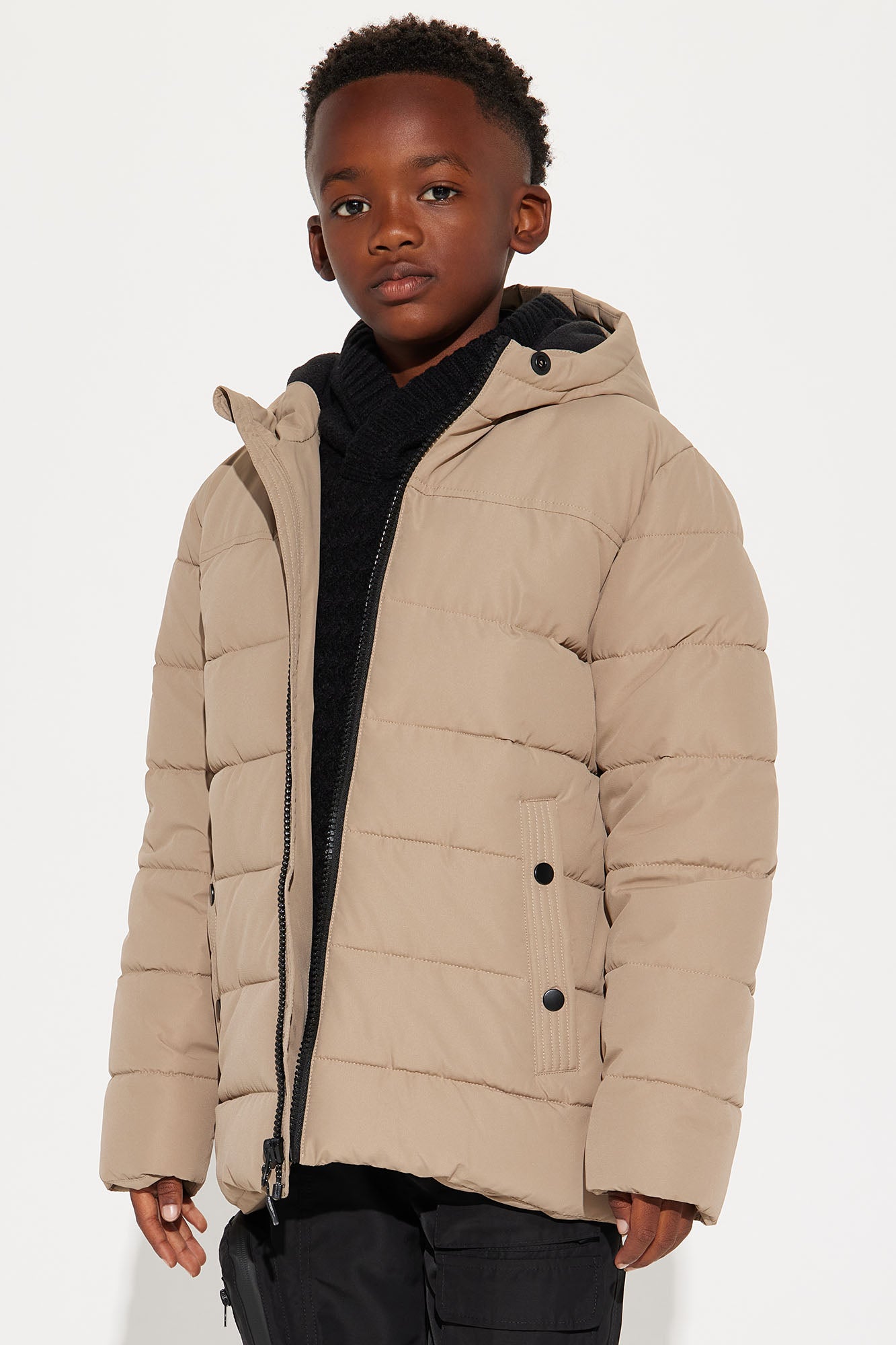 Mini Always Ready For It Puffer Jacket - Khaki - Image 3