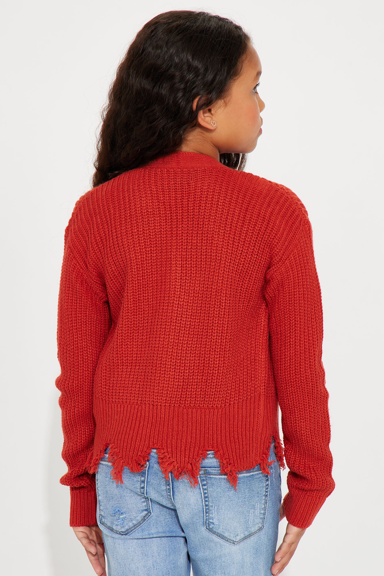 Mini Distressed With You Cardigan - Rust - Image 3