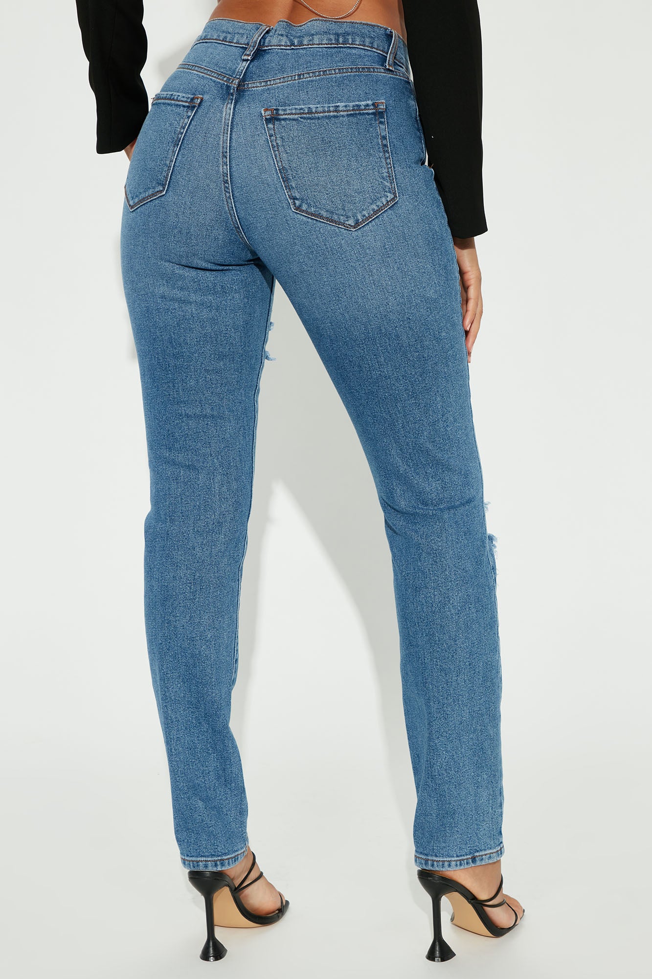 Tall Hometown Cutie Destroyed Mom Jeans - Medium Blue Wash - Image 4