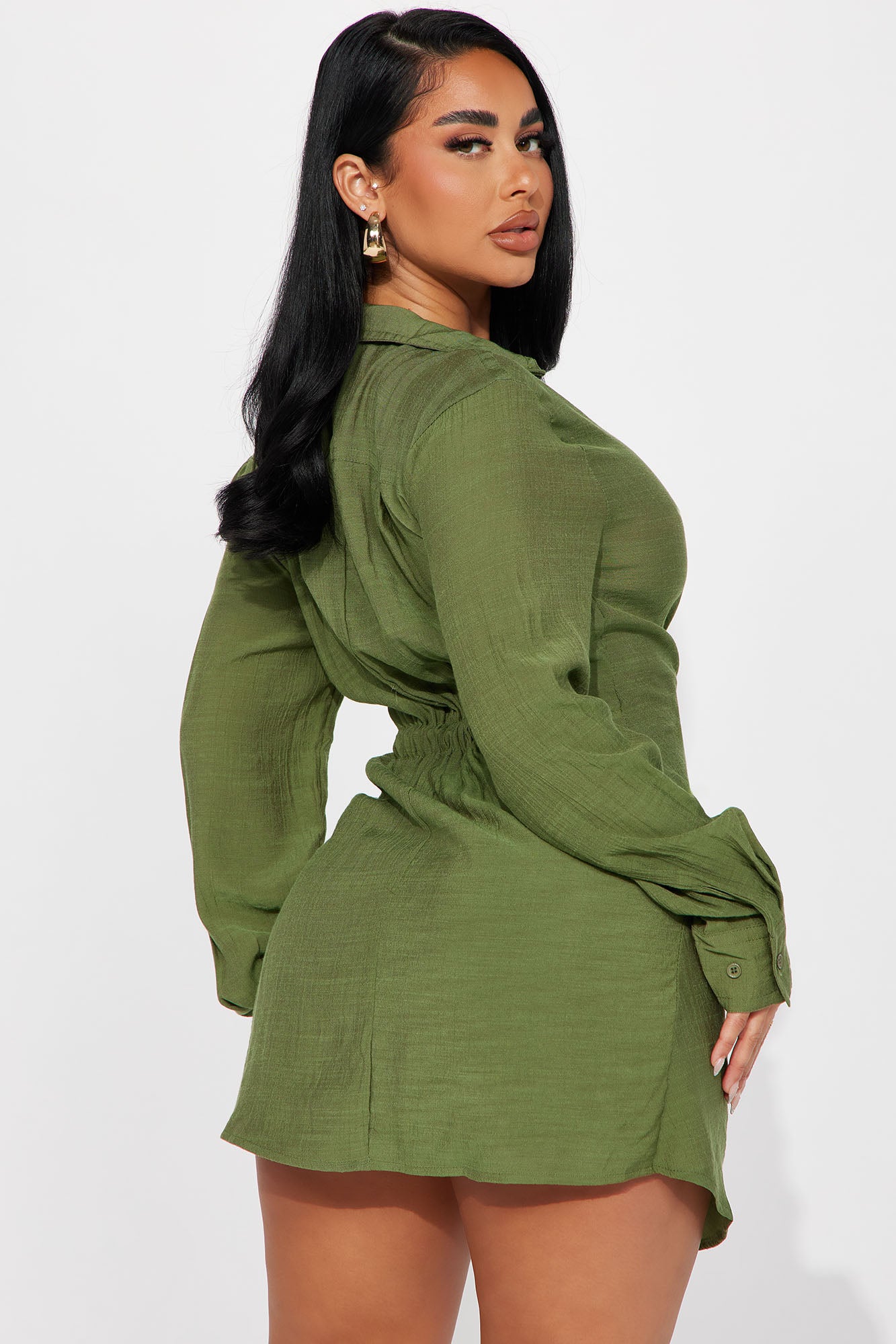 Autumn Nights Mini Dress - Green - Image 3