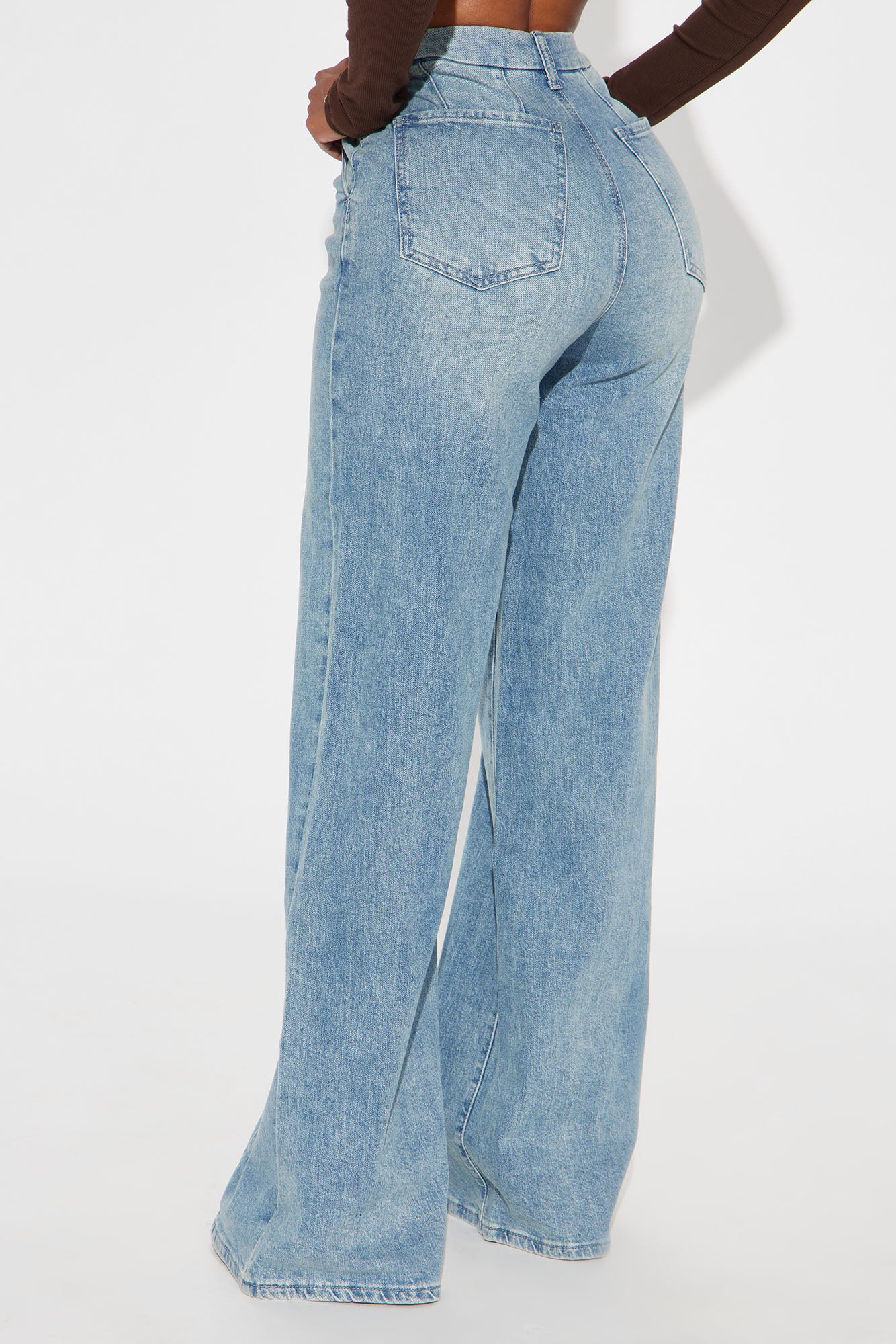 High Value Wide Leg Trouser Jeans - Light Wash - Image 3