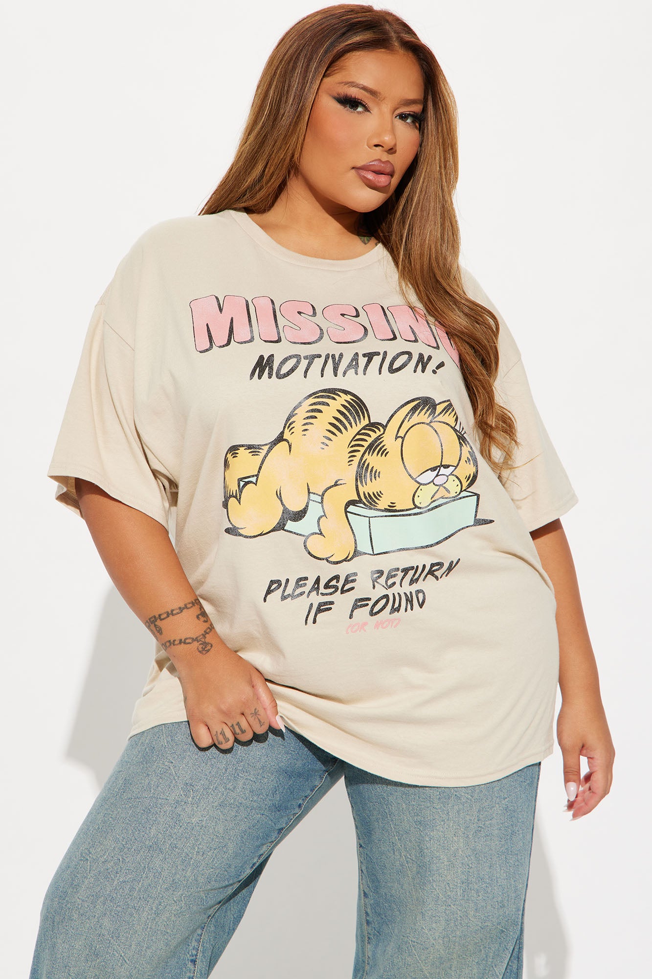 Missing Motivation Garfield Tee - Sand - Image 4