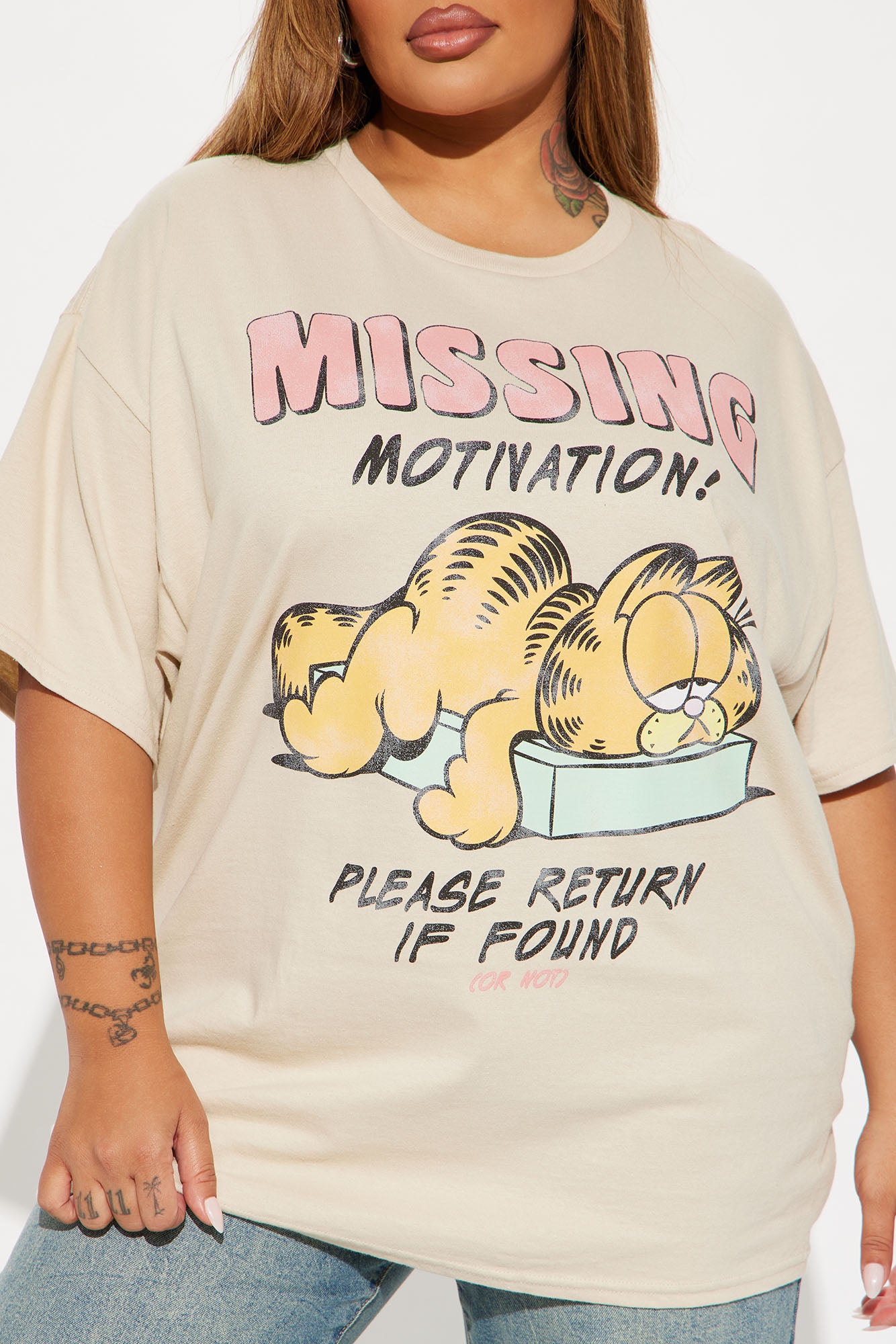 Missing Motivation Garfield Tee - Sand - Image 5