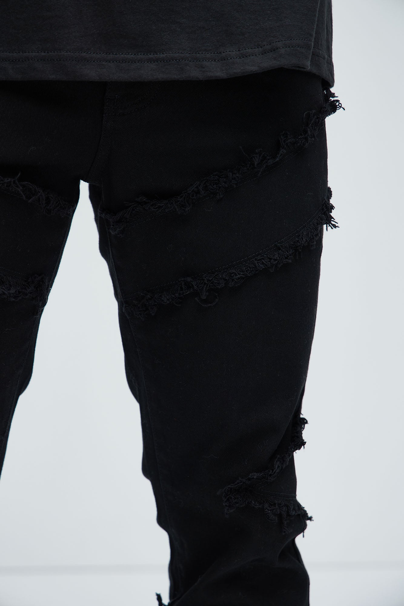 All Over Fray Stacked Skinny Flare Jeans - Black - Image 5