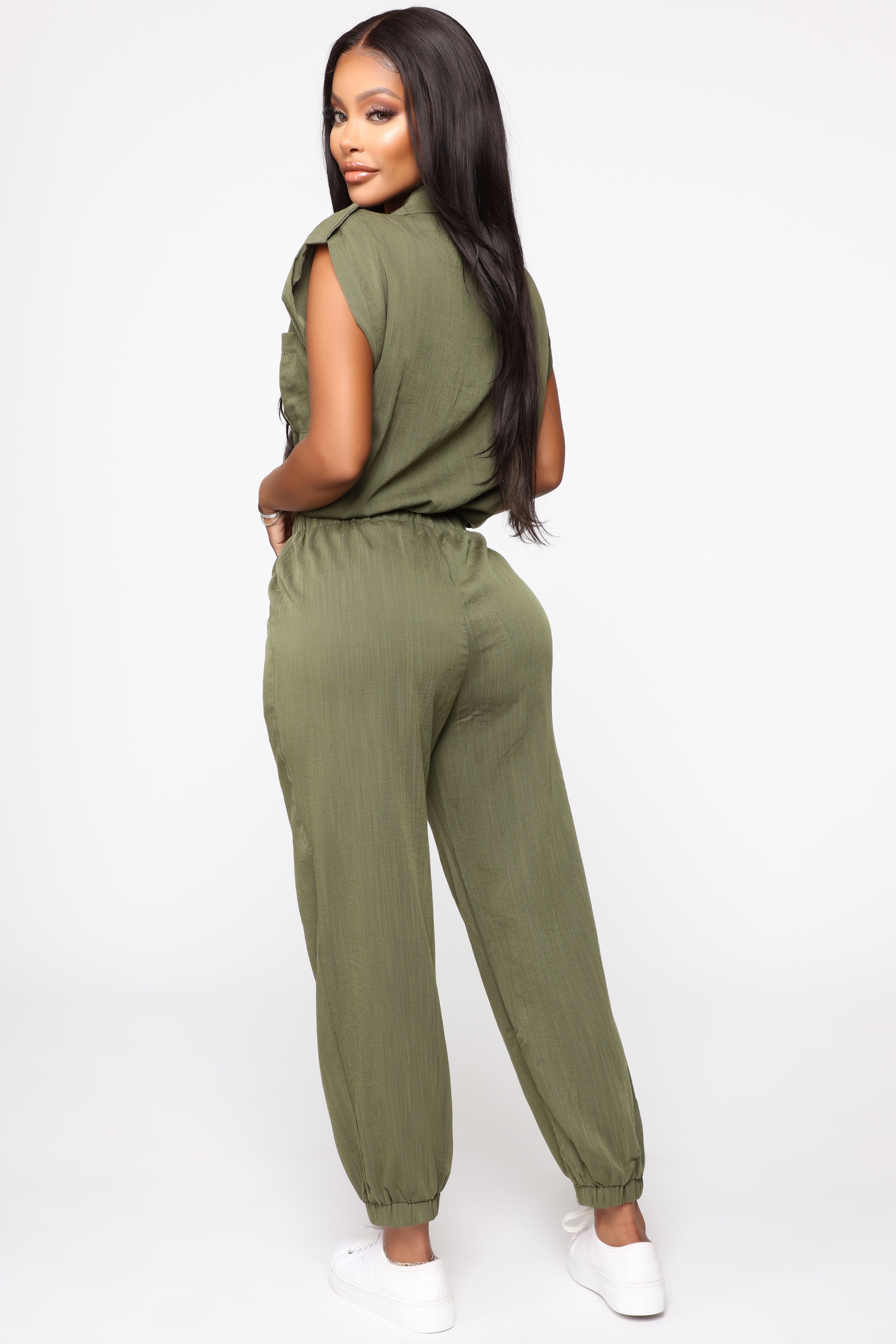 Mariel Utility Jumpsuit - Olive - Image 4