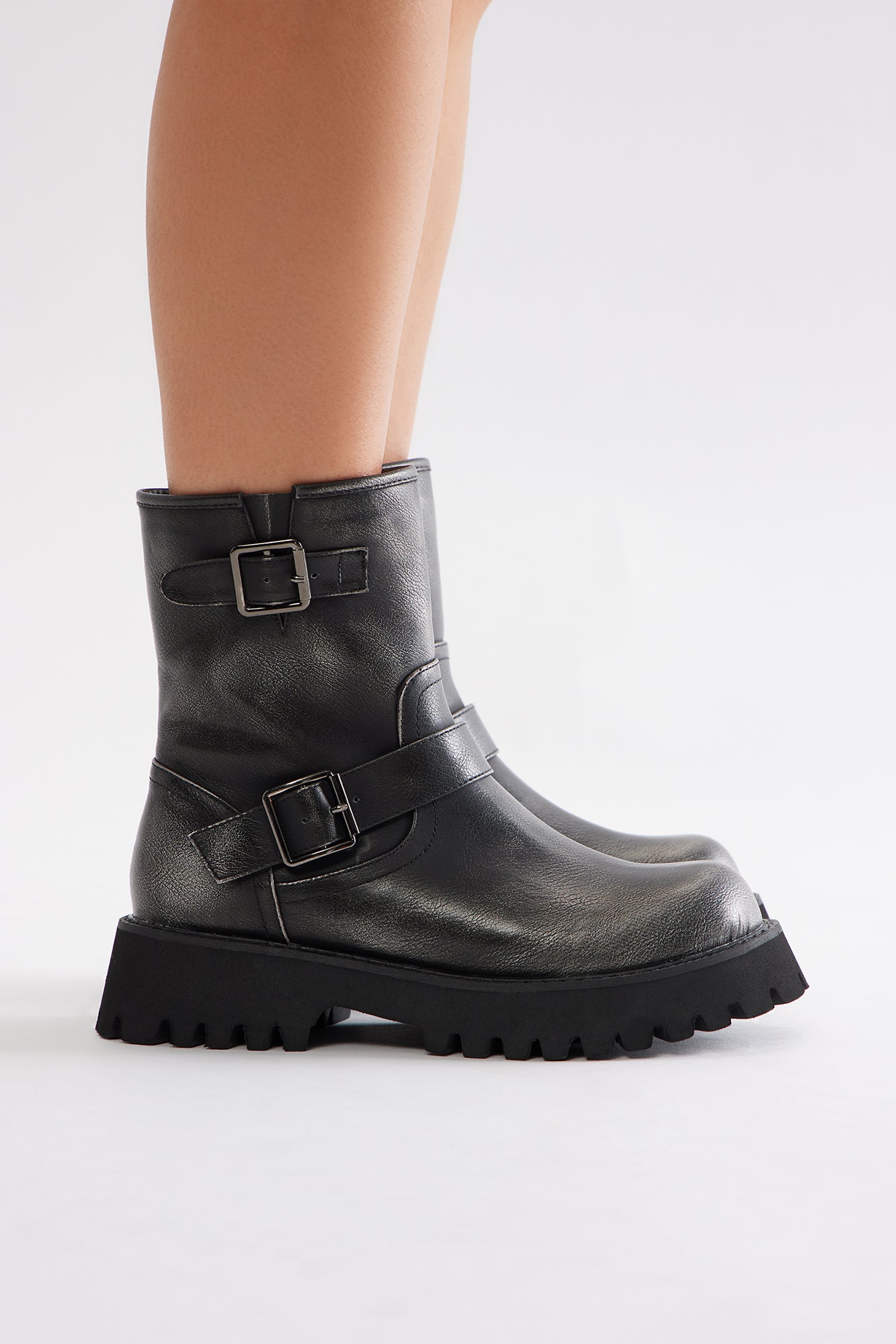 Close Enough Buckle Booties - Grey - Image 4