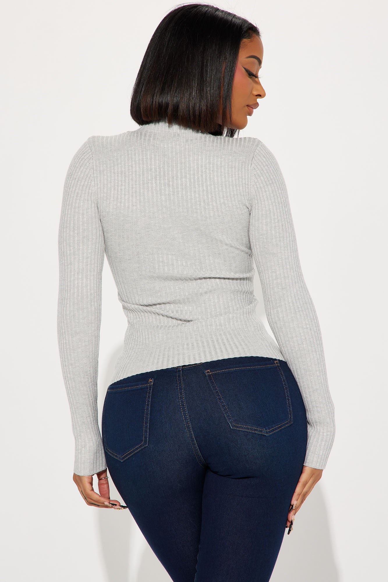 Erma Ribbed Sweater - Heather Grey - Image 3