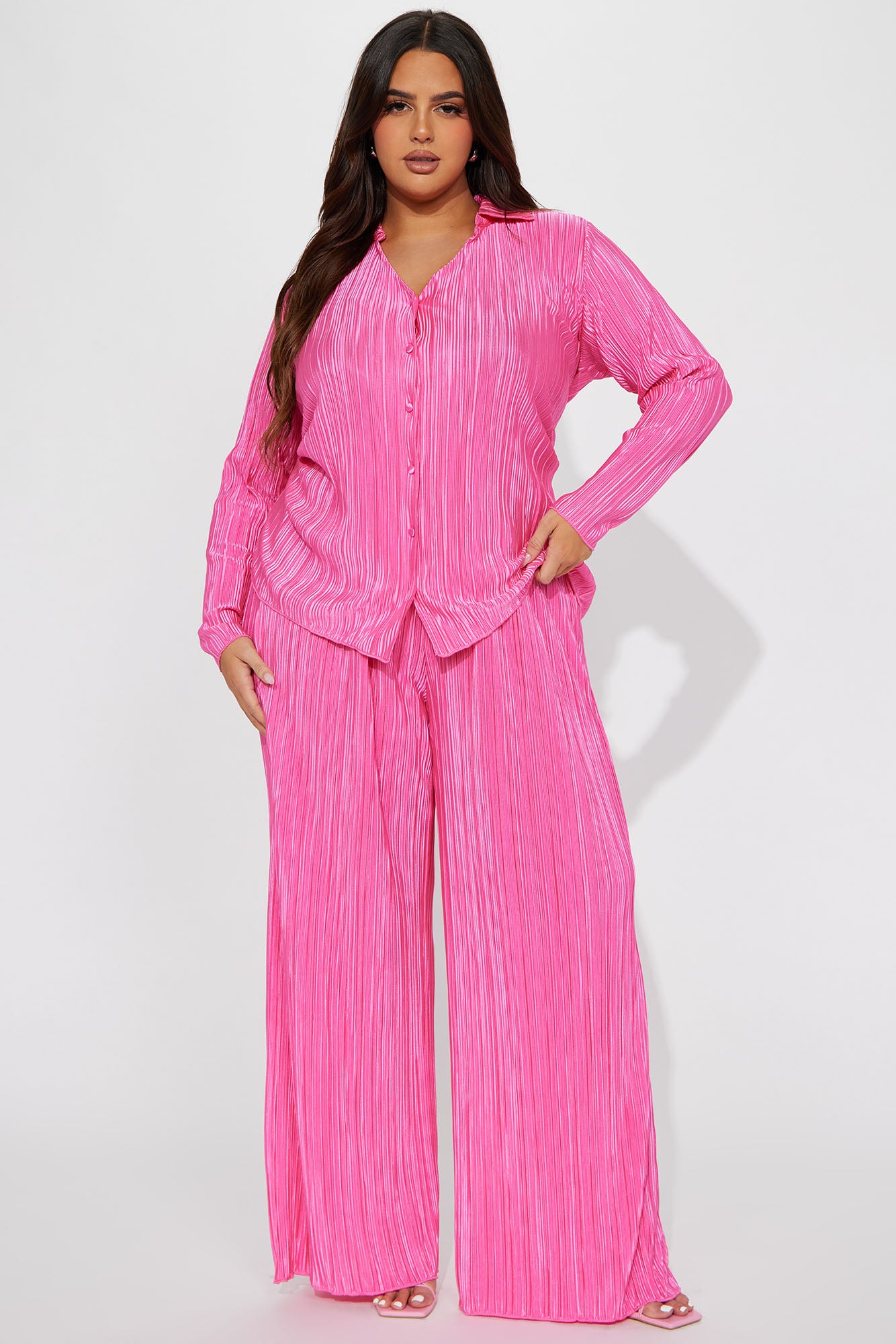 If It Plisse You Pant Set - Pink - Image 5