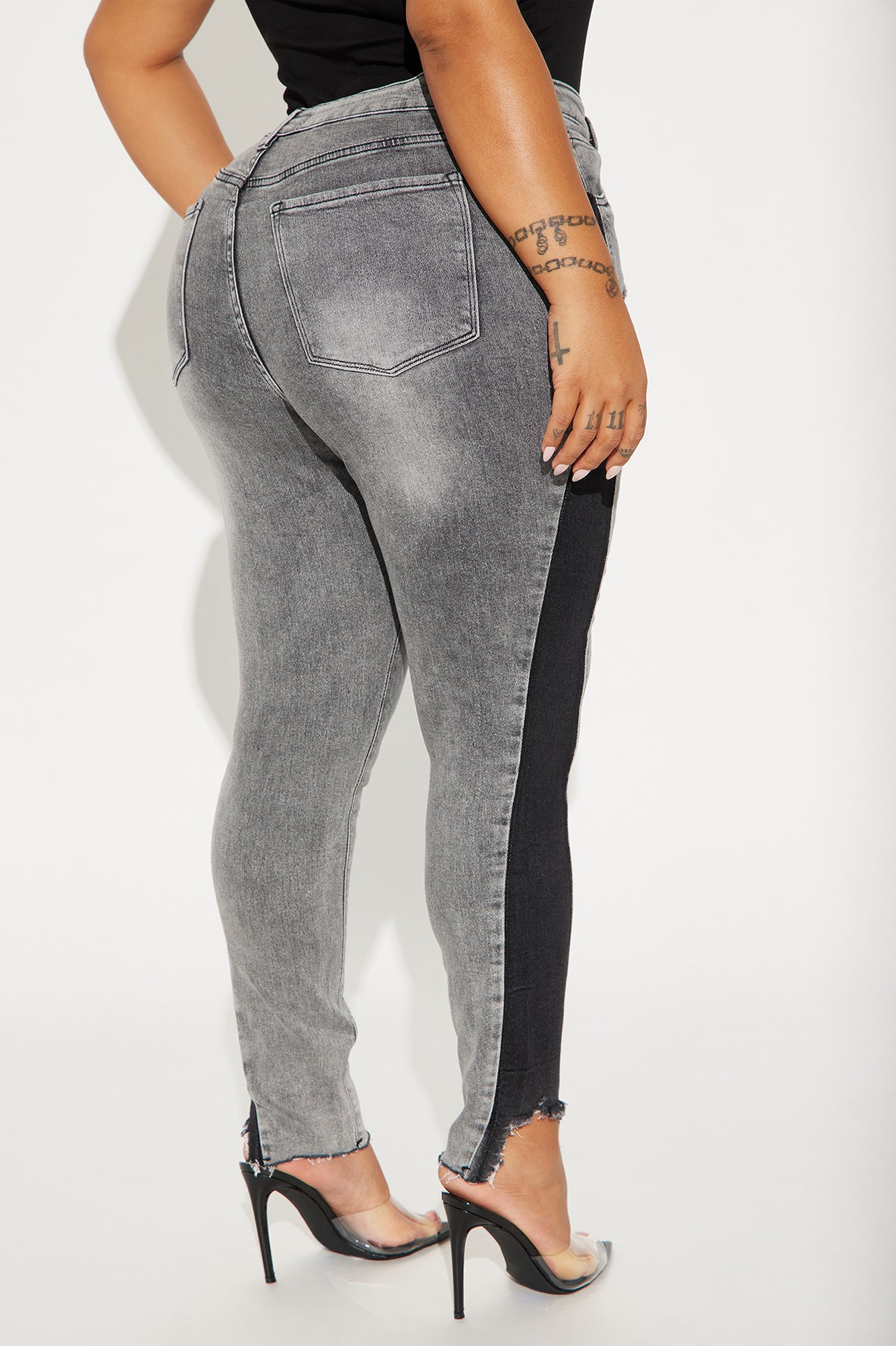 Davine Two Tone Stretch Skinny Jeans - Grey - Image 7