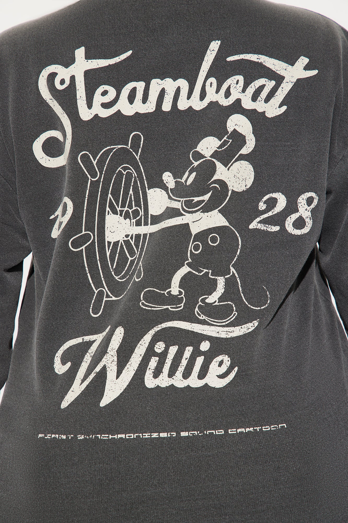Classic Steamboat Willie Washed Sweatshirt - Black Wash - Image 9