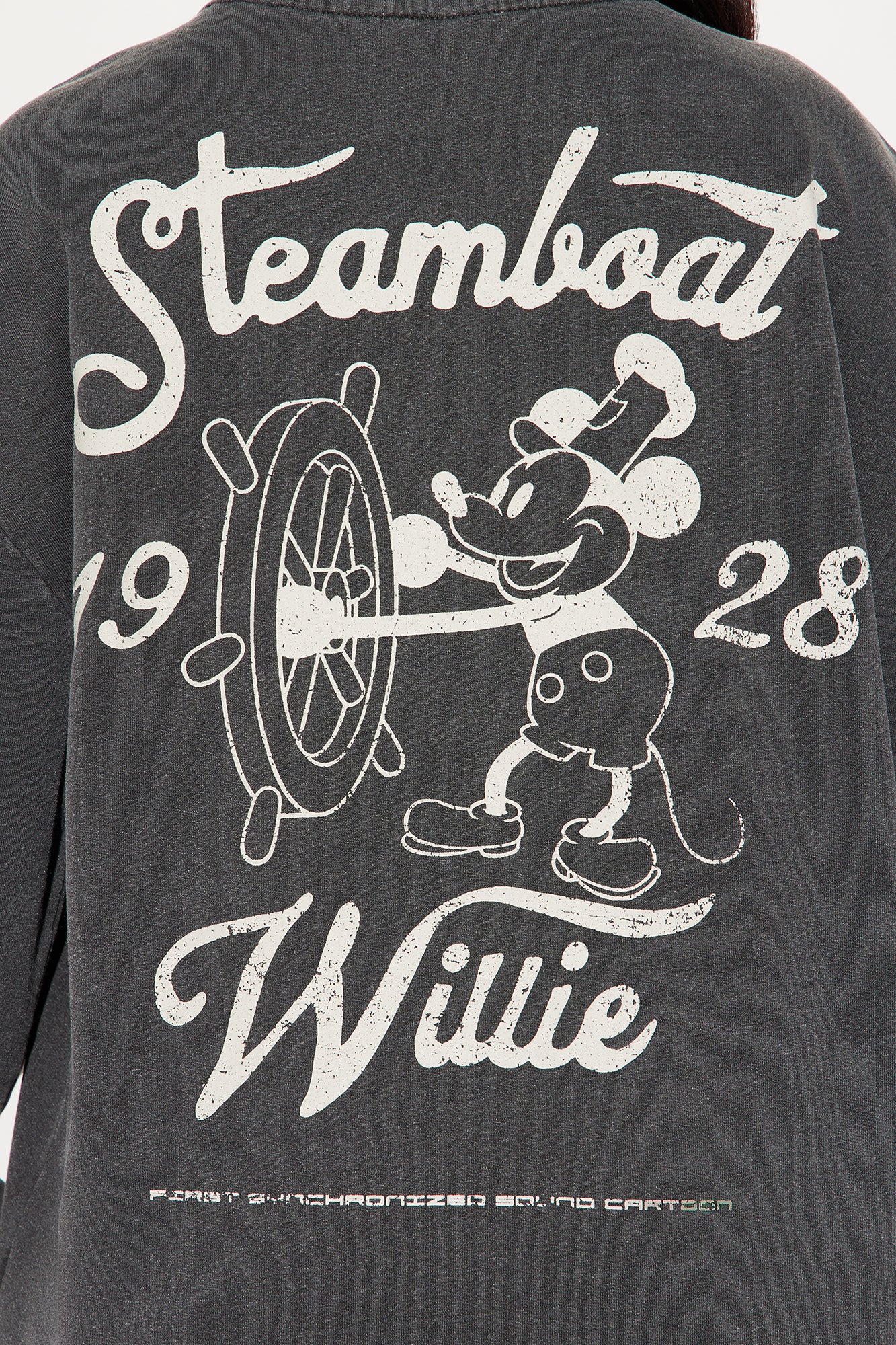 Classic Steamboat Willie Washed Sweatshirt - Black Wash - Image 5